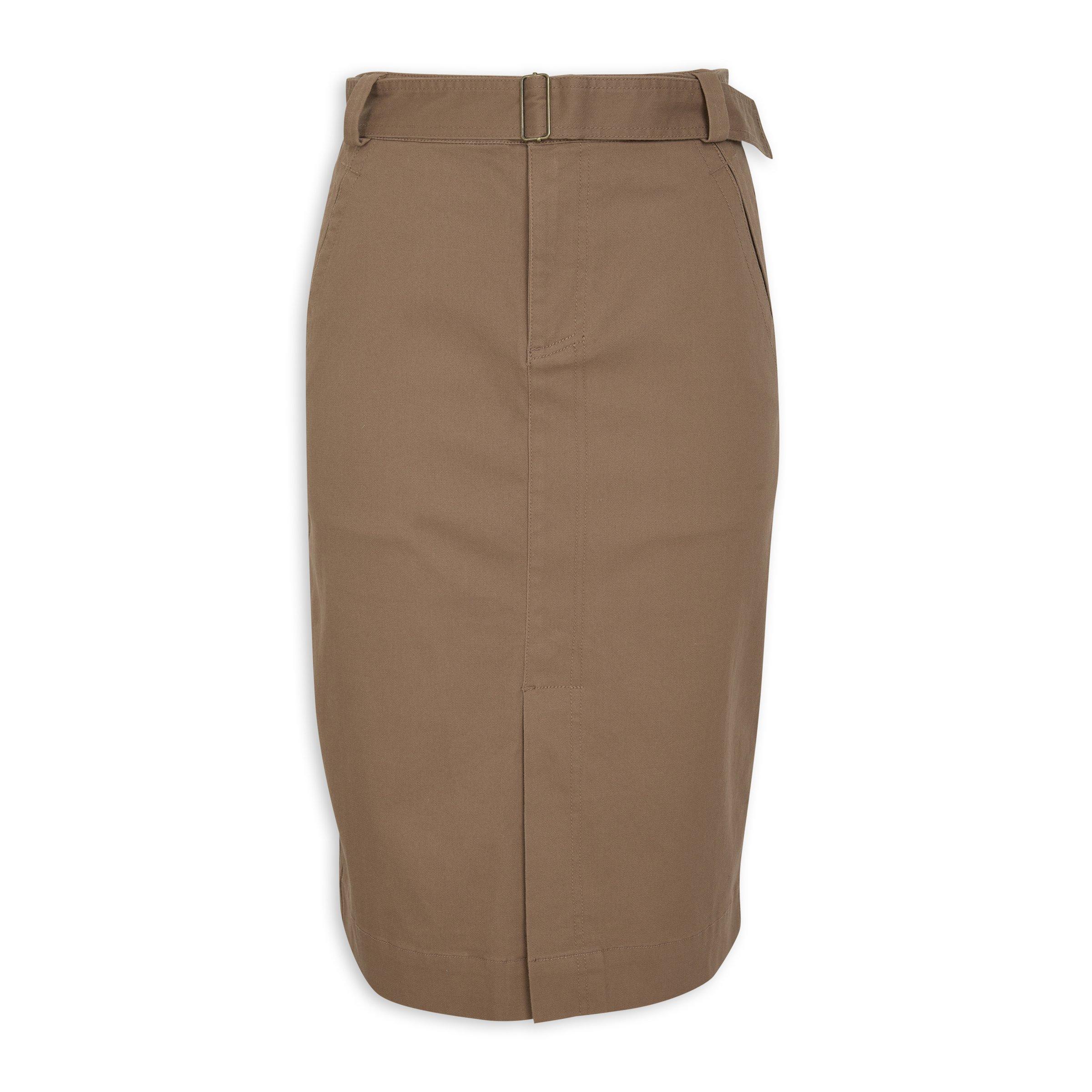 Brown belted pencil skirt shop