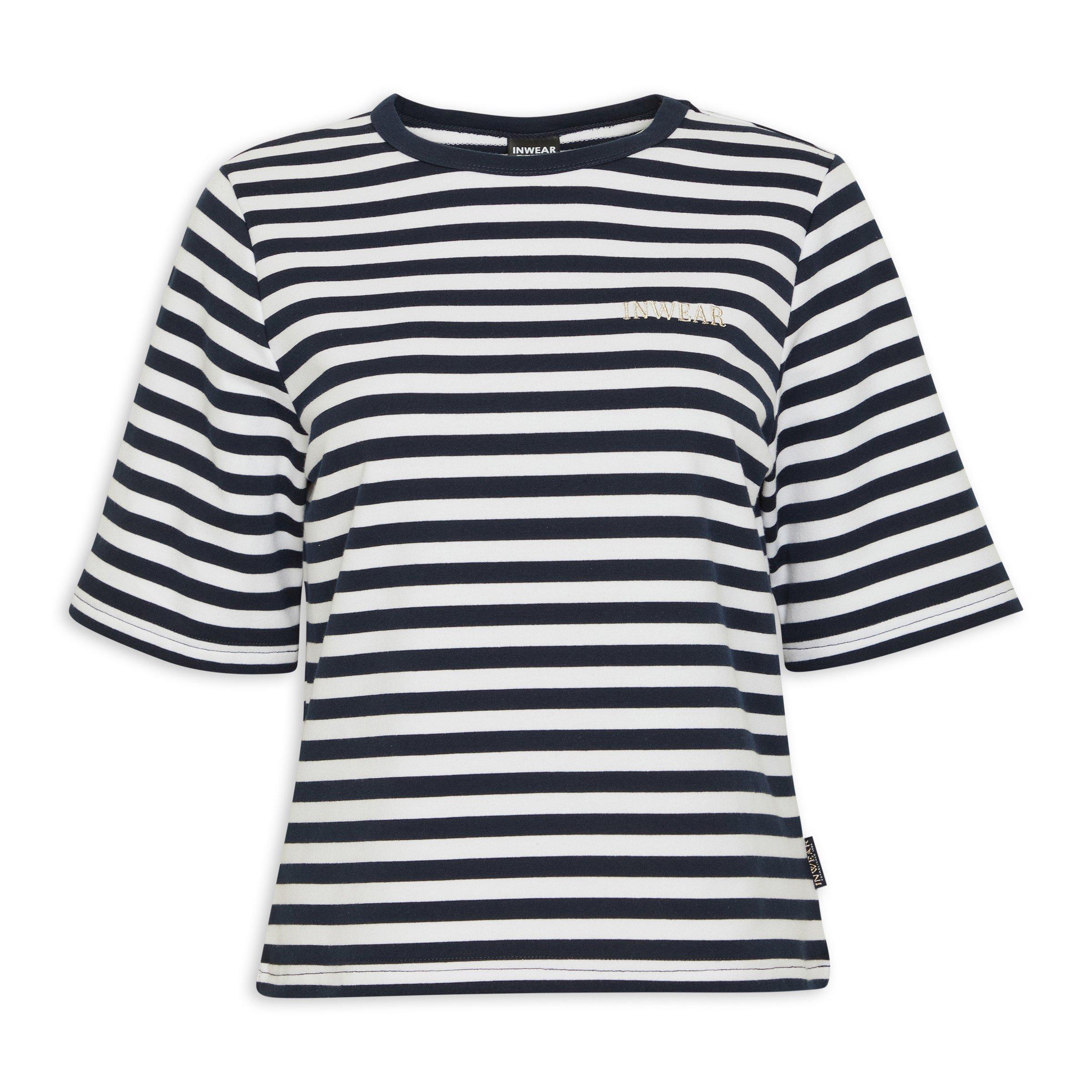 Womens black and white striped tee cheap
