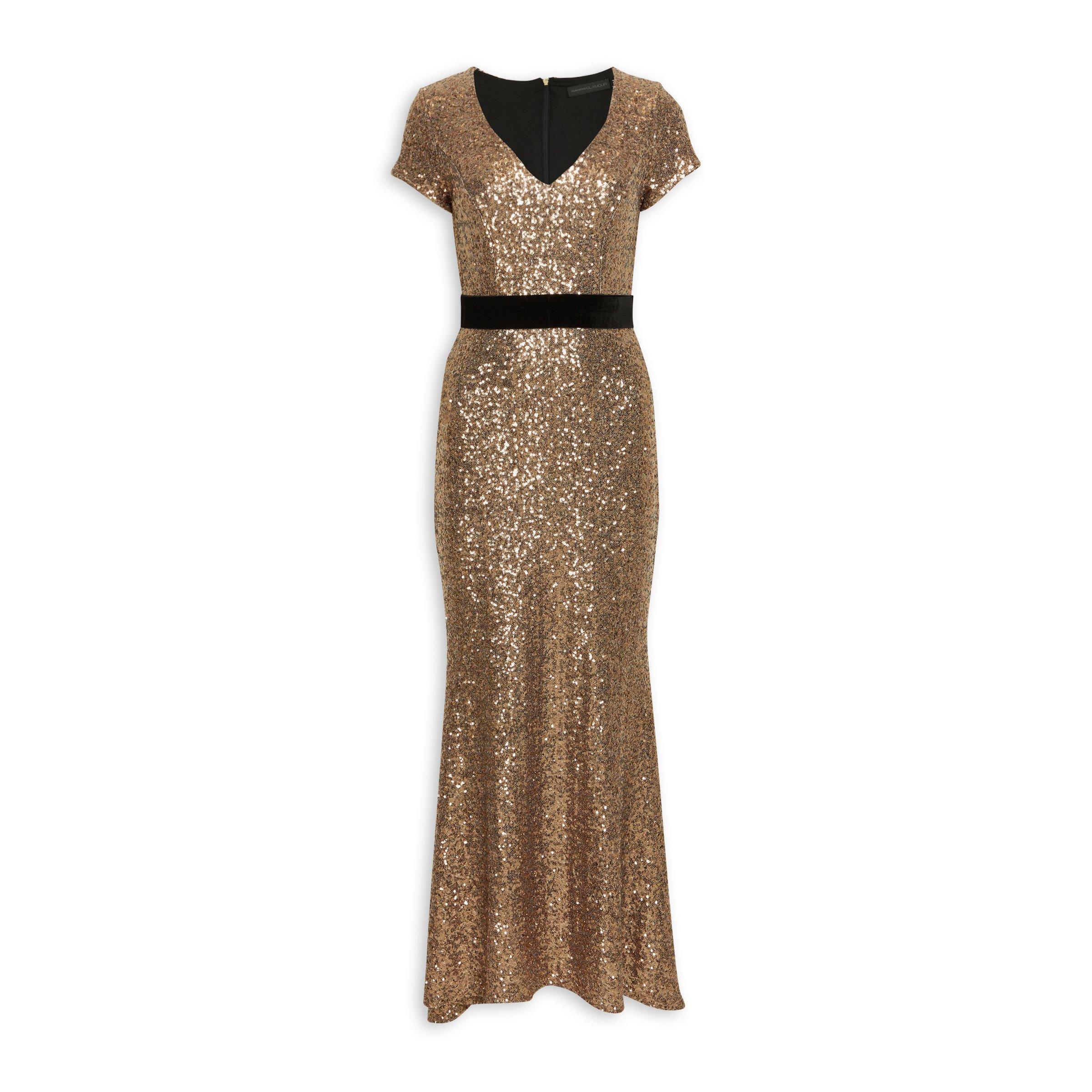 truworths black and gold dresses Tone Sequin Dress x-mappingIndex:13890-28142