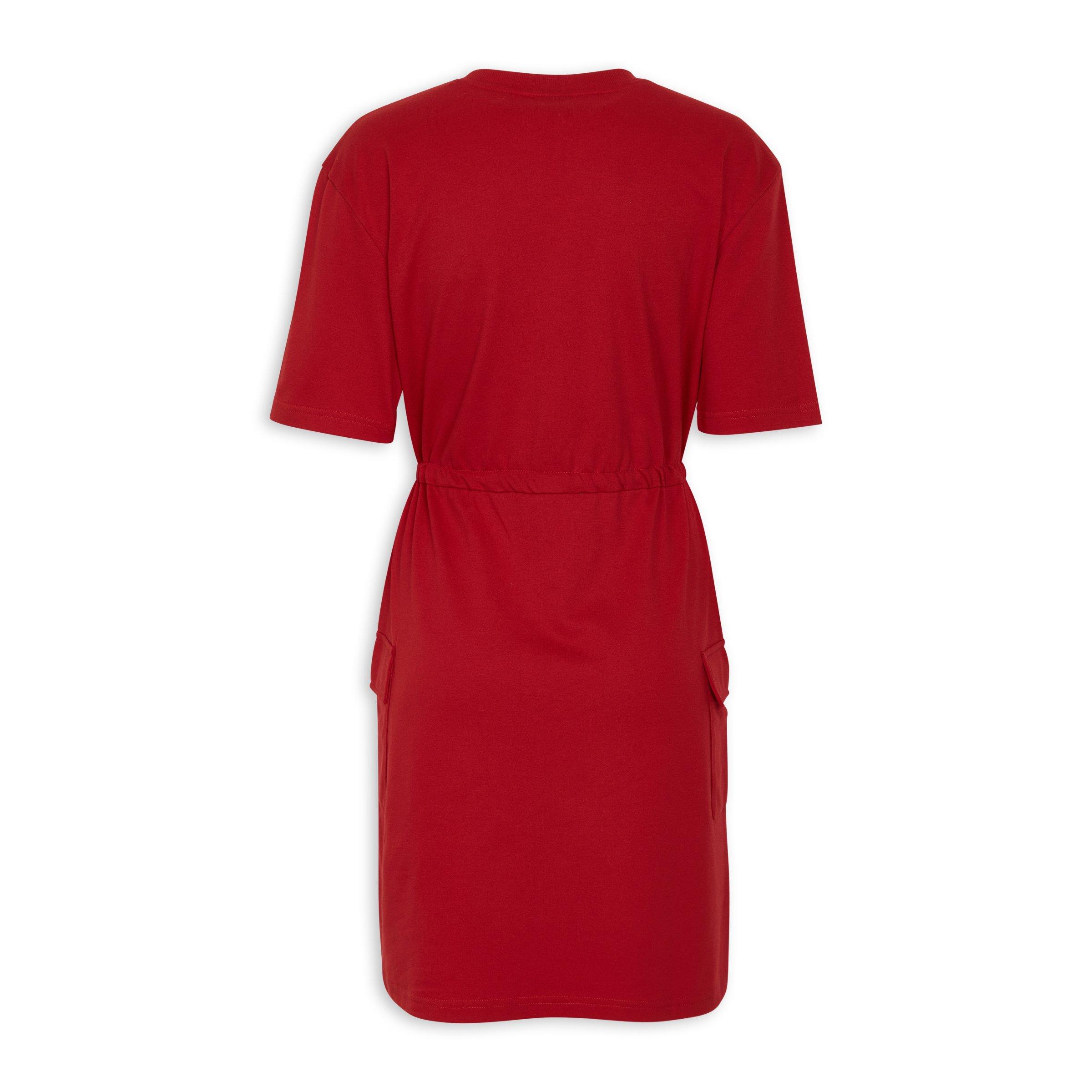 Red utility dress top