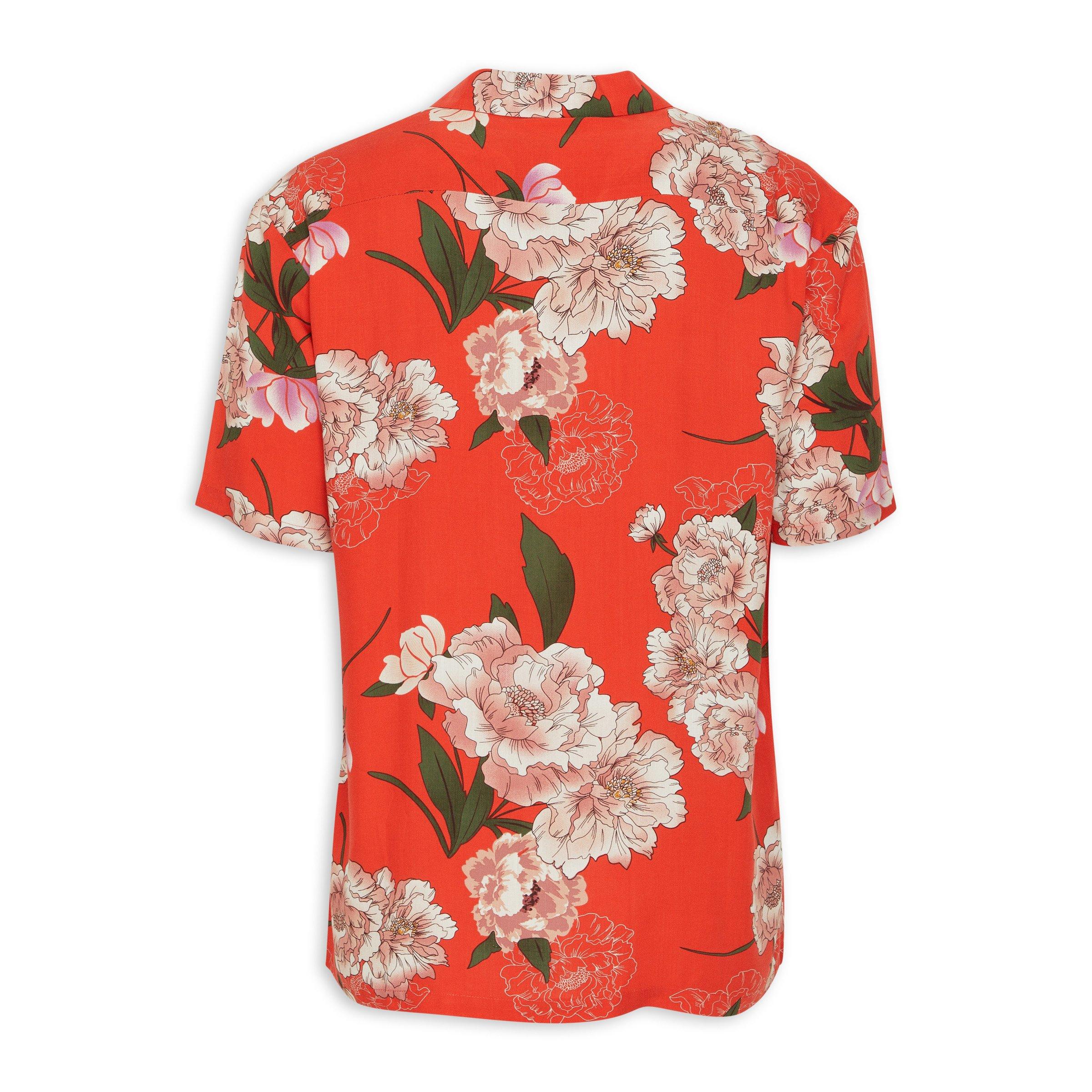 Red floral shirt top
