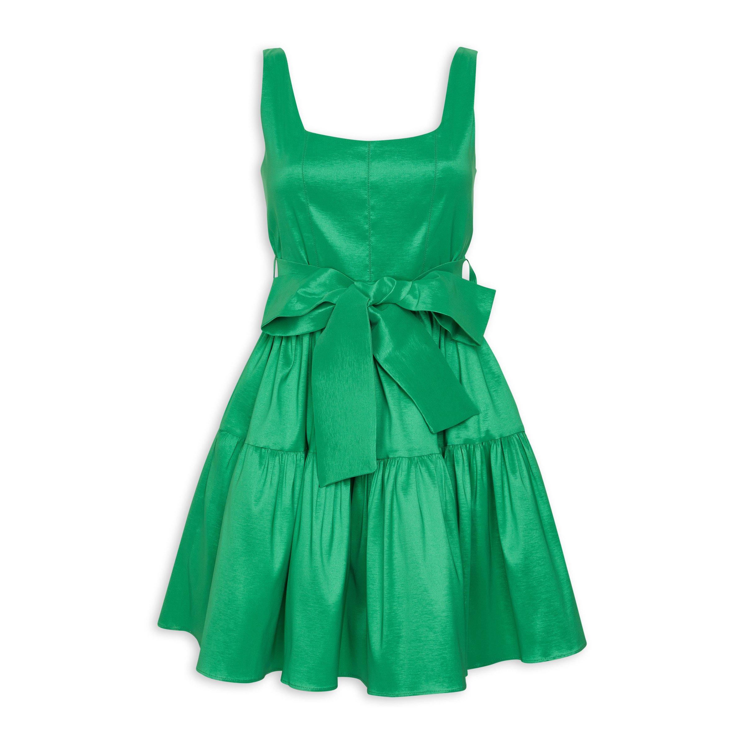 Green Dress Identity Ladies Dresses Green Tiered Fit And Flare Dress  (3160750) Identity