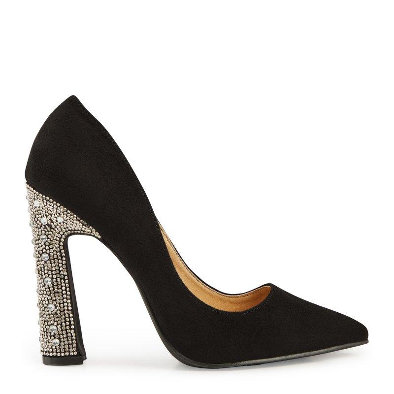 Black Suede Diamante Court Shoe 3161994 Slay Queen