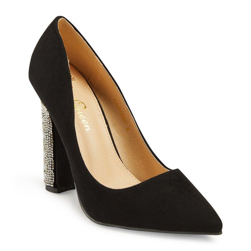 Black Suede Diamante Court Shoe 3161994 Slay Queen