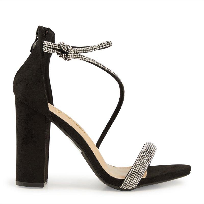 Black square heel sandals best sale