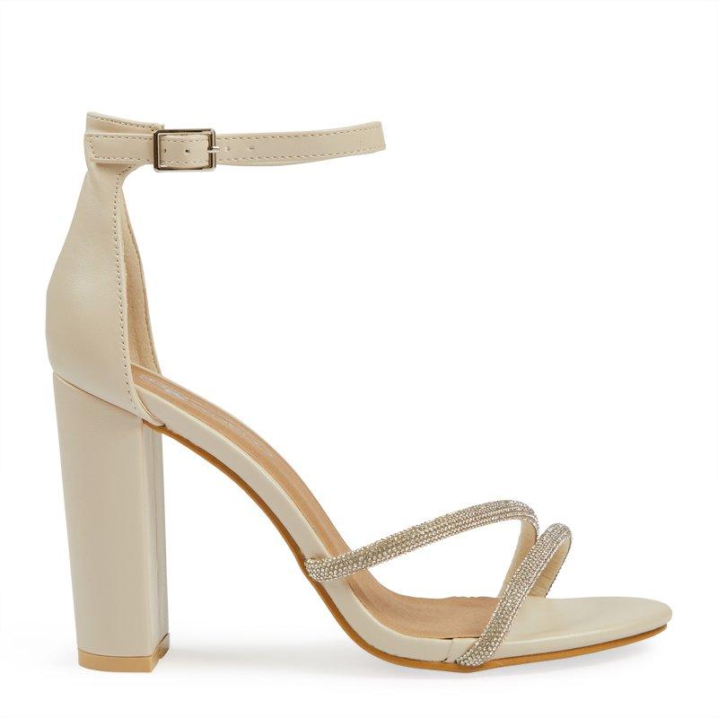 Beige strappy high heels best sale