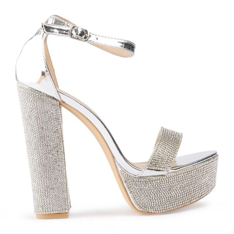 Silver Diamante Vamp Sandal (3167276) Chic - Main Image