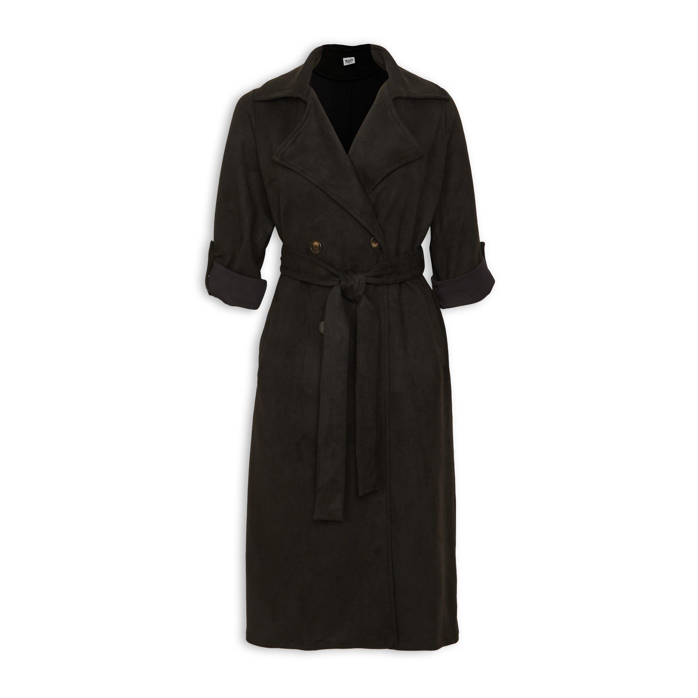 Long black suede coat online