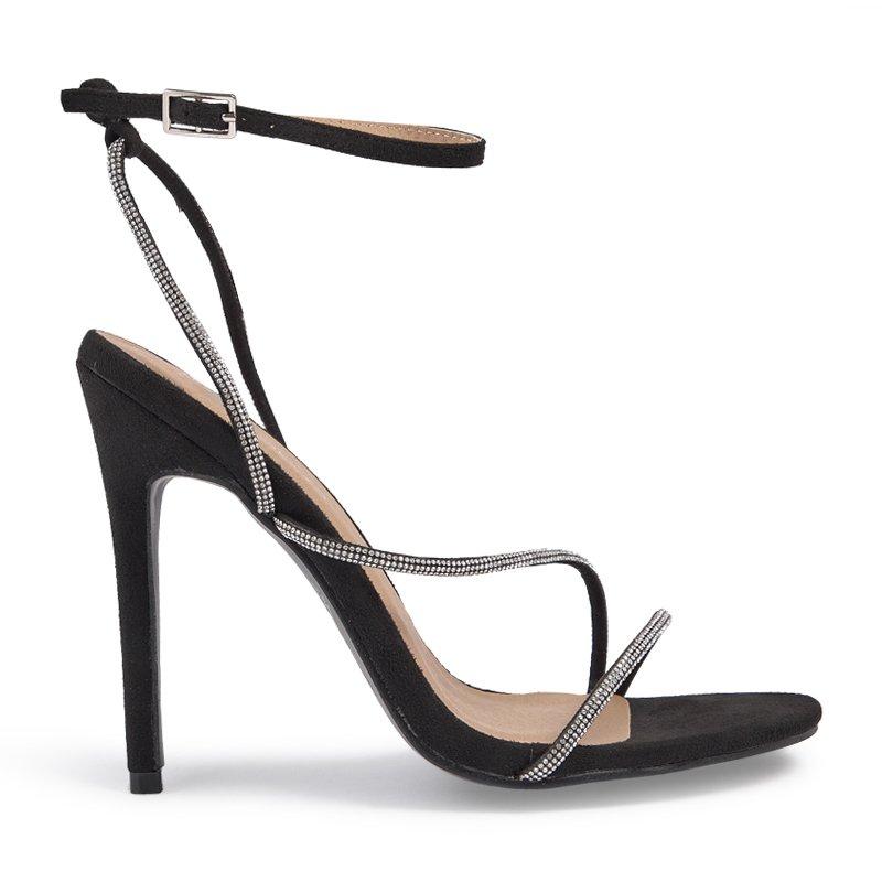 Black stiletto sandals best sale