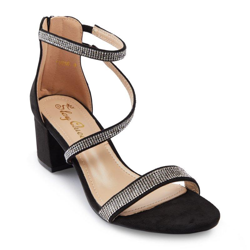 Black Suede Low Block Heel Sandal (3168193) Slay Queen