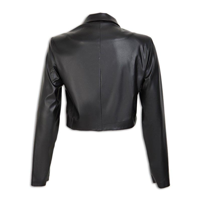 Black Pleather Crop Jacket 3168462 Jolie Comme Moi
