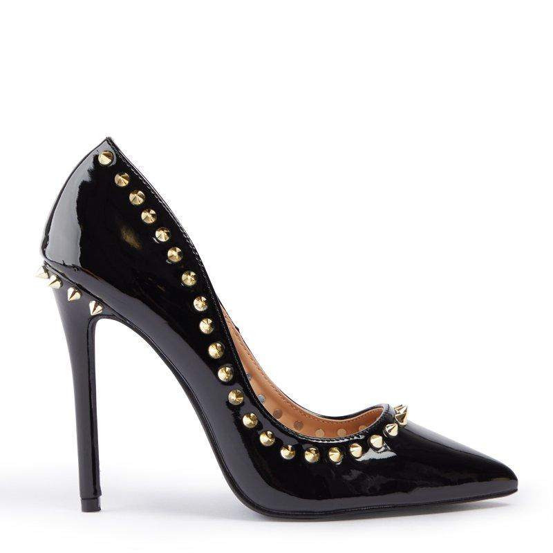 Black Patent Studded Court Shoe 3169833 Slay Queen