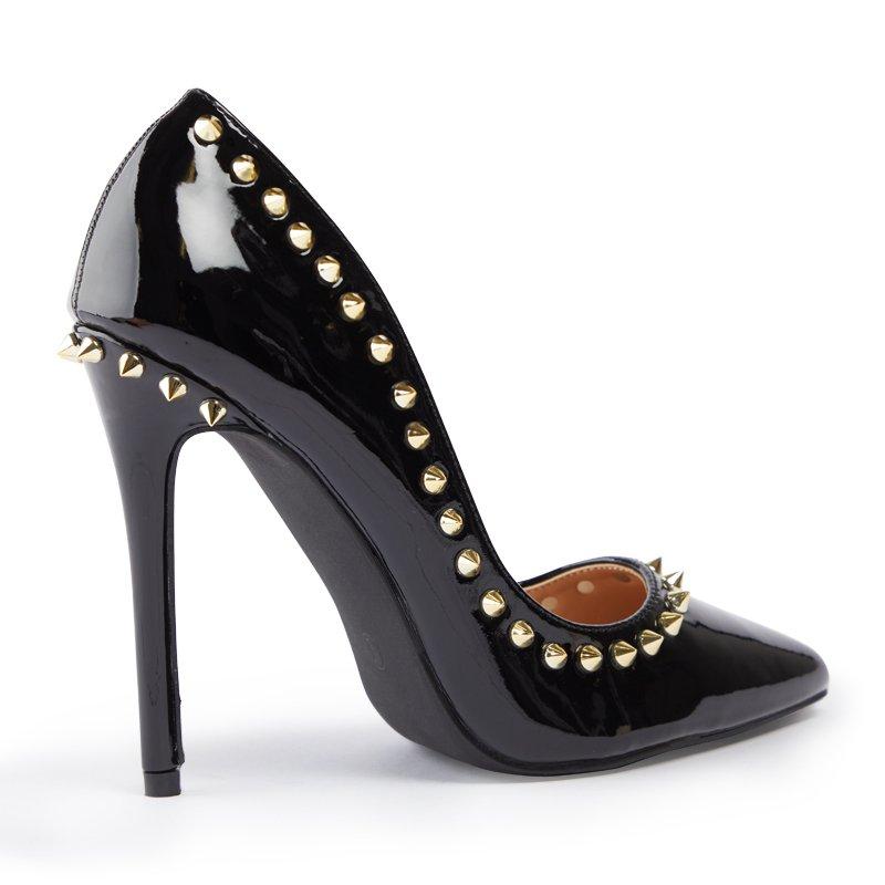 Black Patent Studded Court Shoe 3169833 Slay Queen