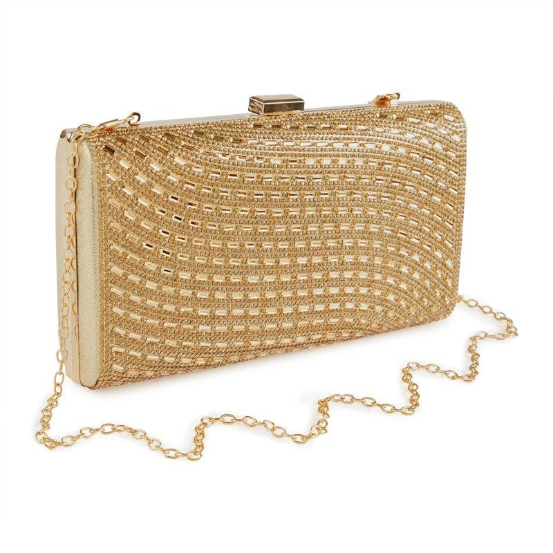 Gold Zigzag Pearl Diamante Clutch 3169871 Chameleon