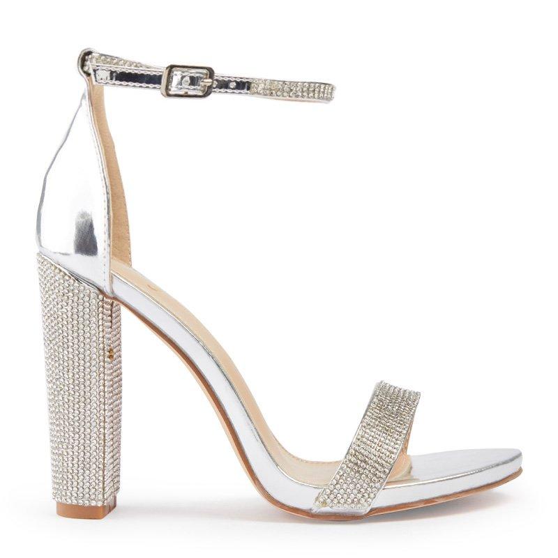 Block heel silver heels best sale