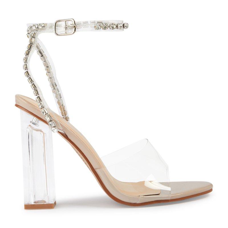 Nude Patent Clear Block Heel Sandal 3171799 No Doubt