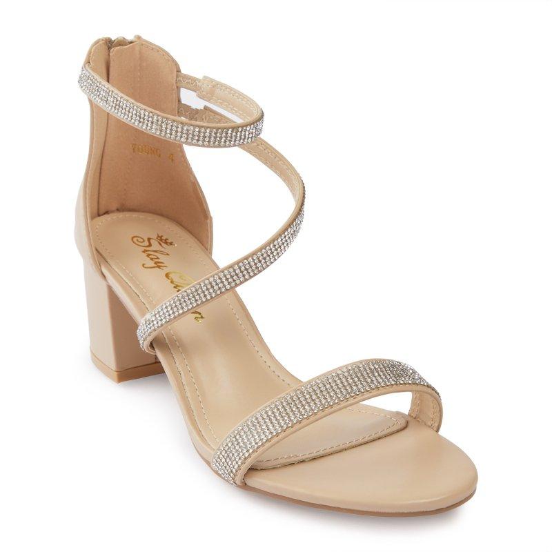 Nude Pu Low Block Heel Sandal 3171835 Slay Queen