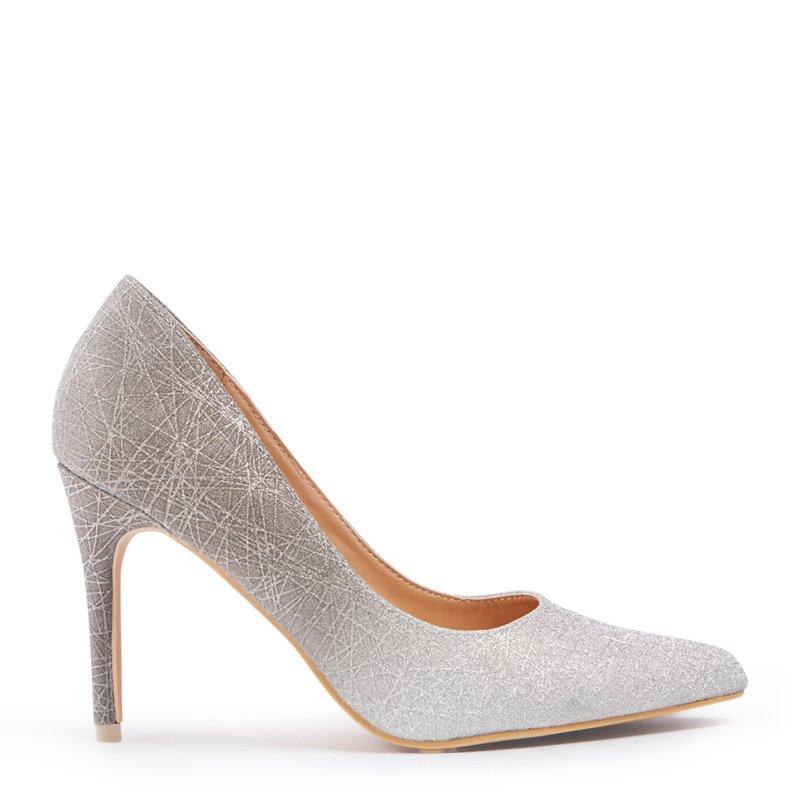 Silver peep toe court shoes top
