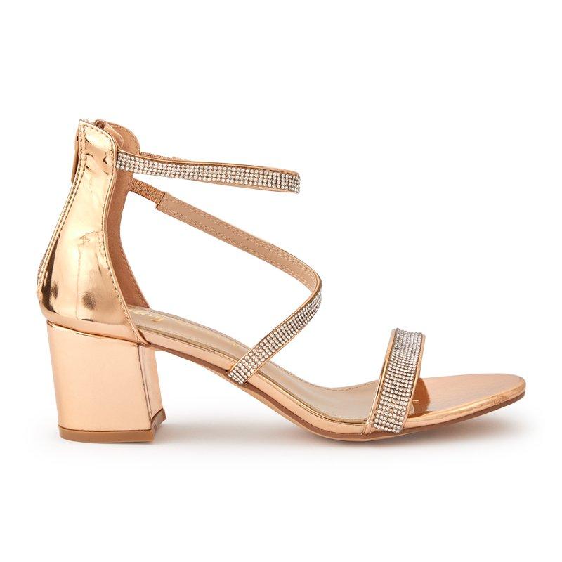 Rose gold small block heels on sale