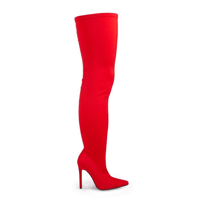 Red Lycra Thigh High Stiletto Boot 3173242 Sexy with Attitude