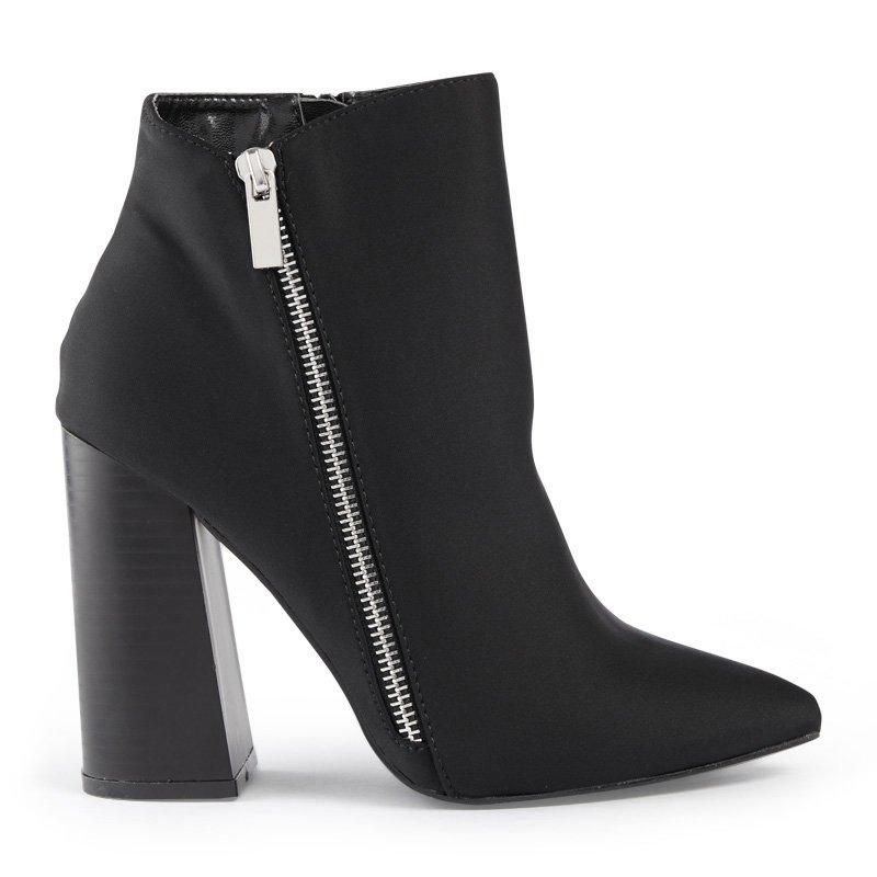 Black Lycra Block Heel Boot 3173512 Sexy with Attitude