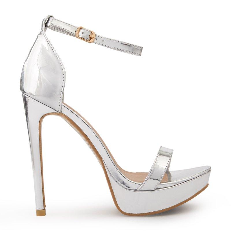 Silver Chrome Pu Platform Stiletto Sandal 3173531 Afroka