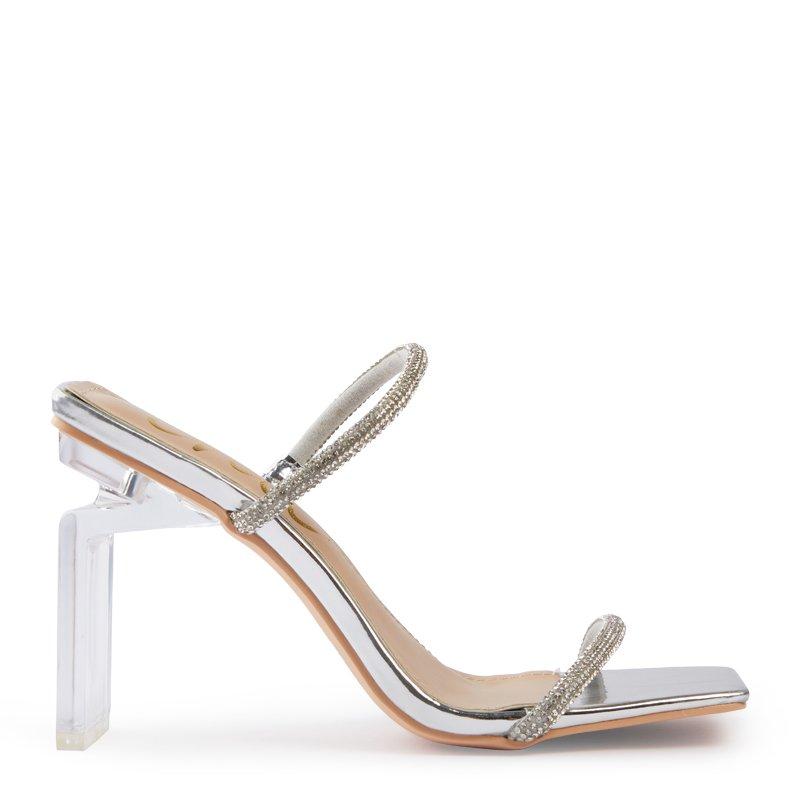 Silver Shiny Square Toe Sandal 3173859 Chic