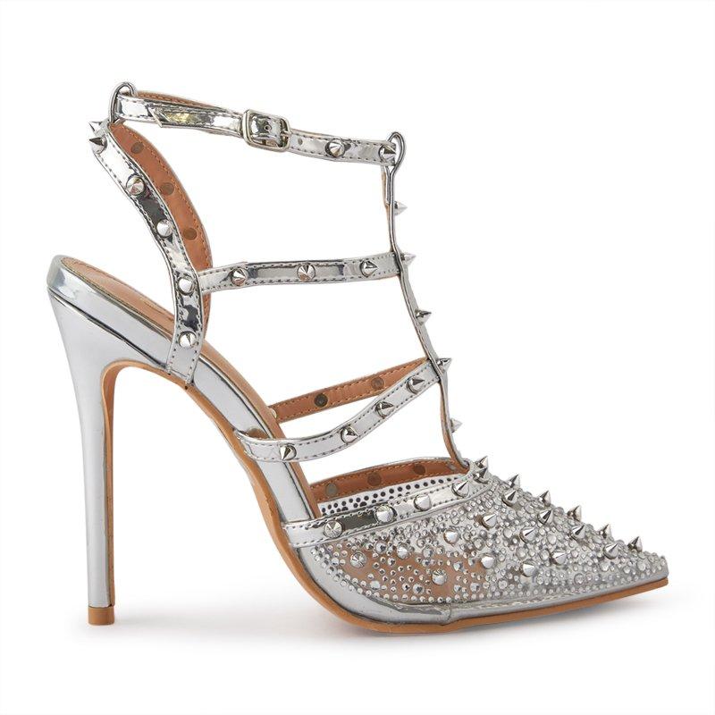 Silver studded shoes online