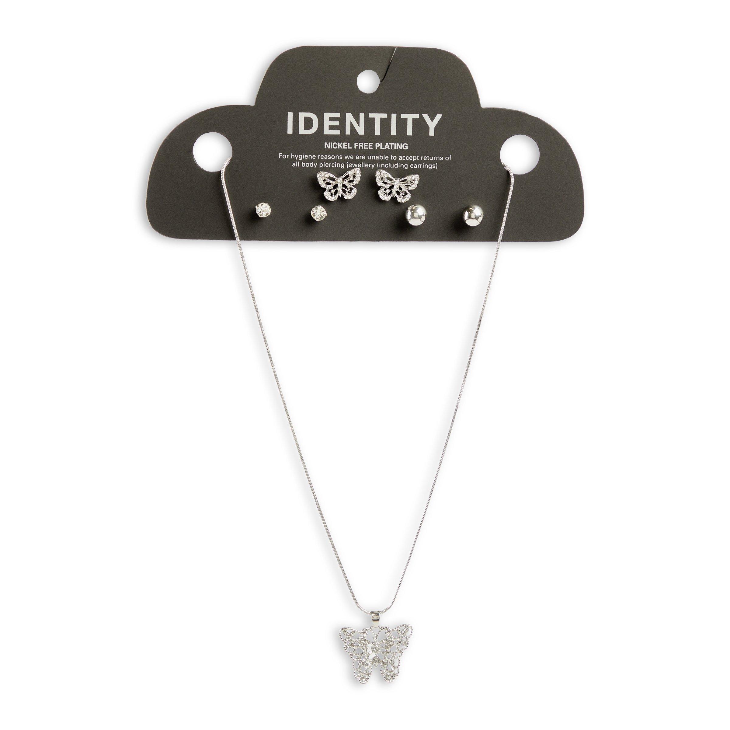 Silver Tone Necklace and Earrings Set (3176646) | Identity