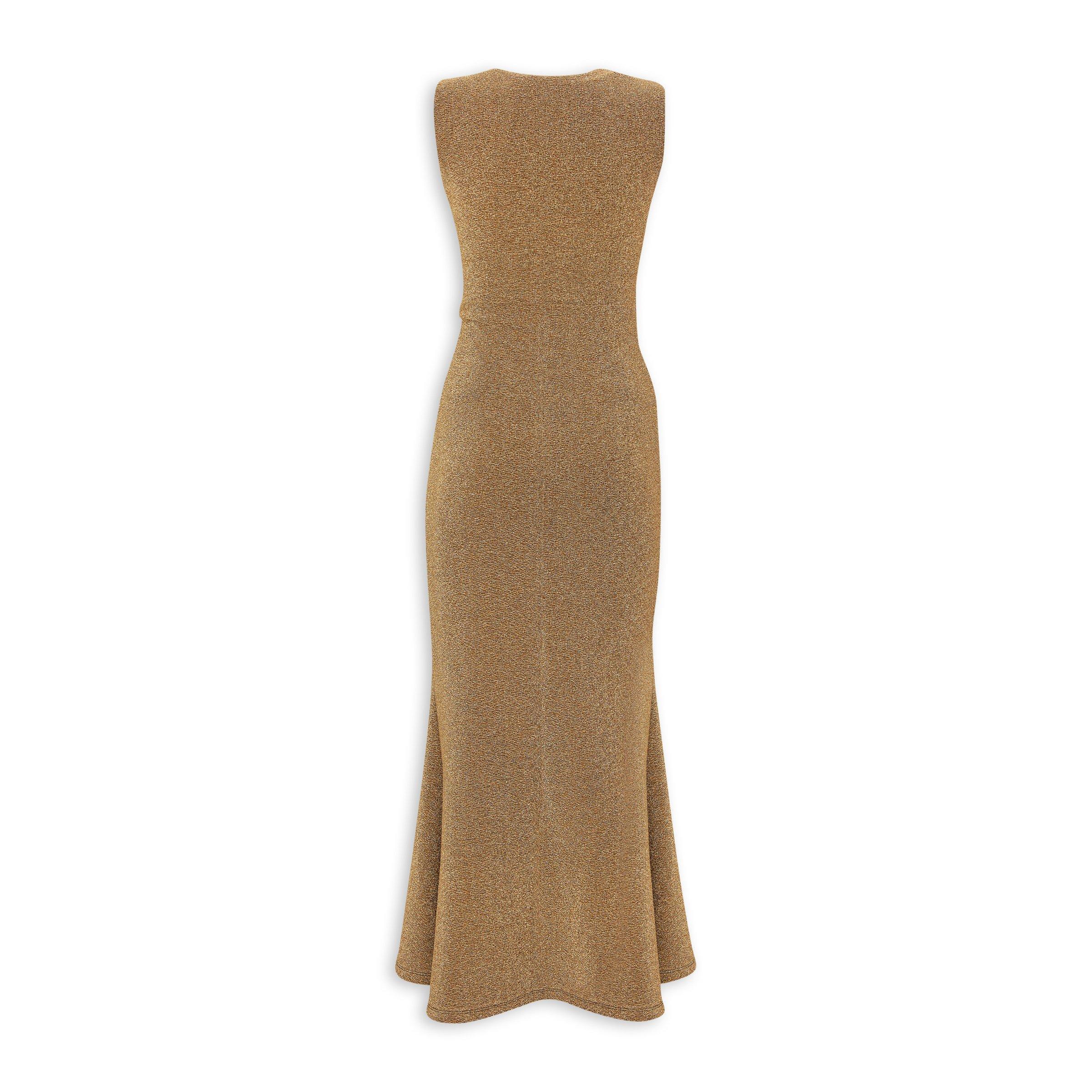 Gold Shimmer Draped Neck Dress (3177648)