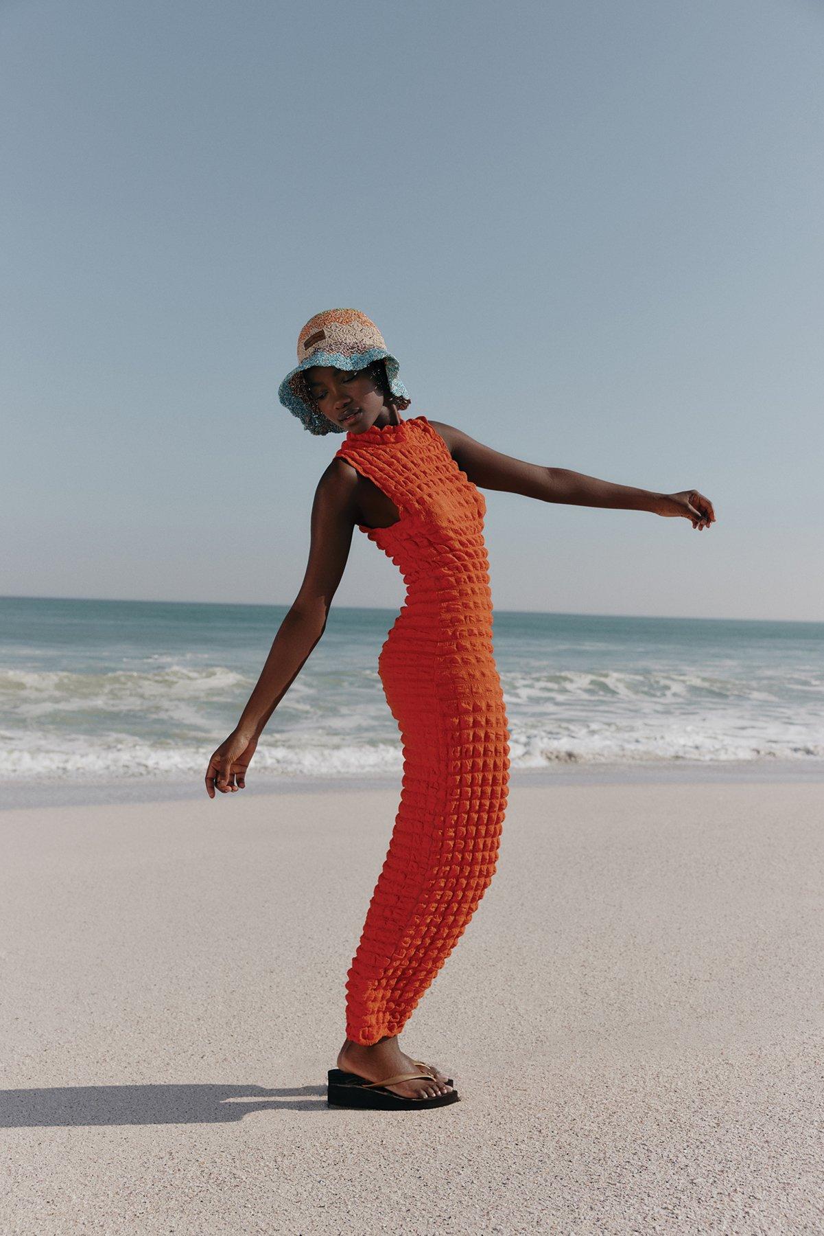 Orange Textured Dress (3177803) | Ginger Mary