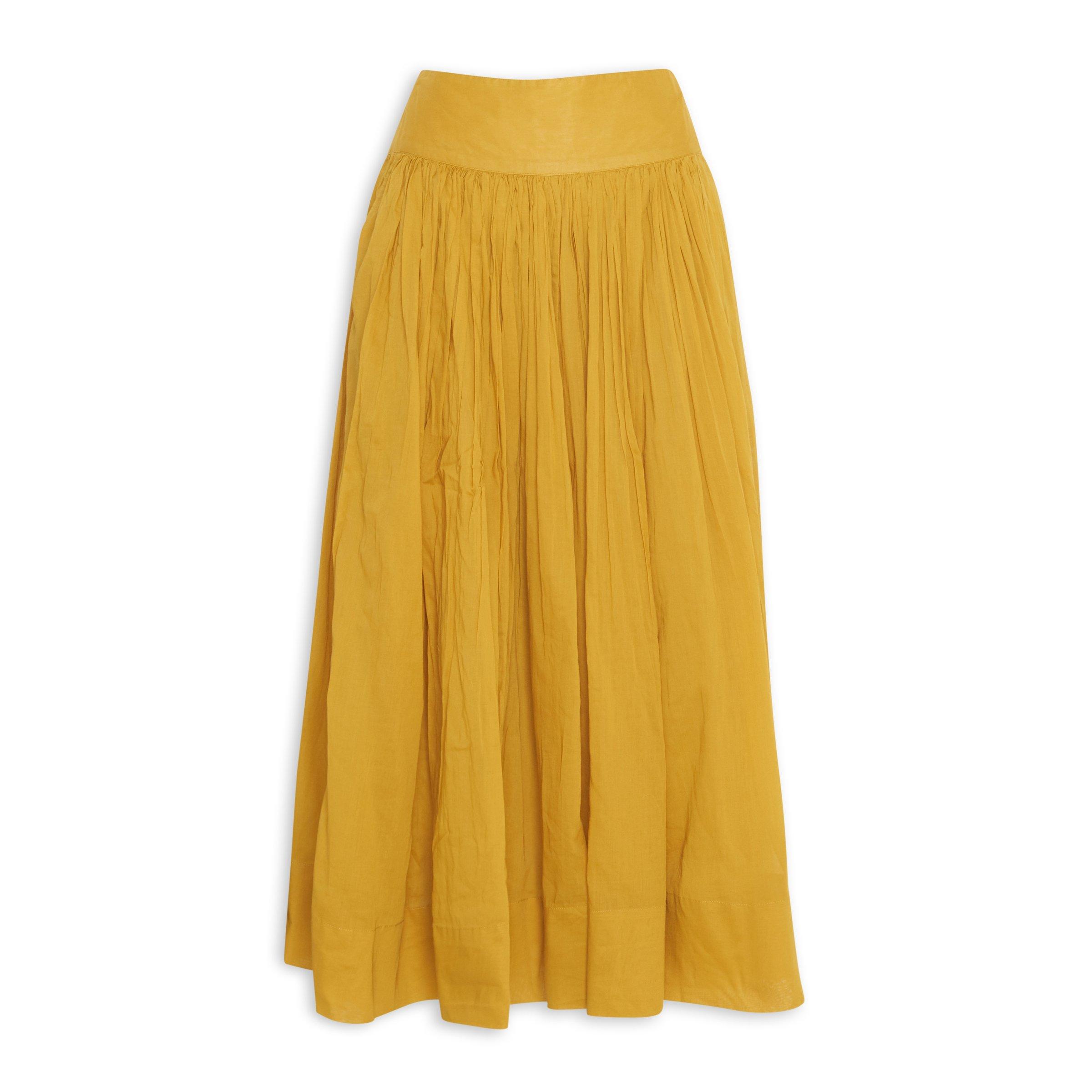 Topshop PULL ON Pleat Aline skirt mustard gender.adult.female Size 36 Mustard yellow