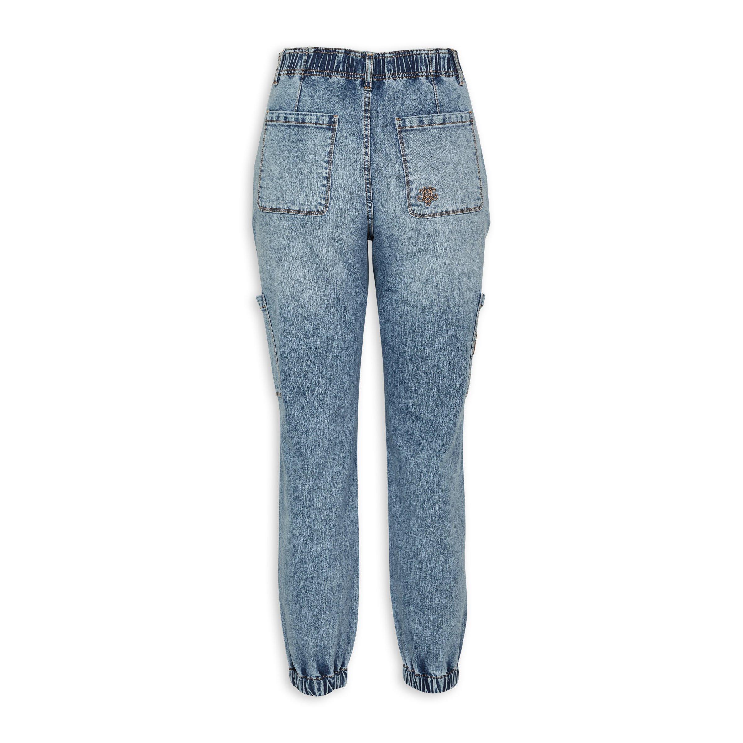 Blue Cuffed Denim Jogger Pants 3179071 Ginger Mary