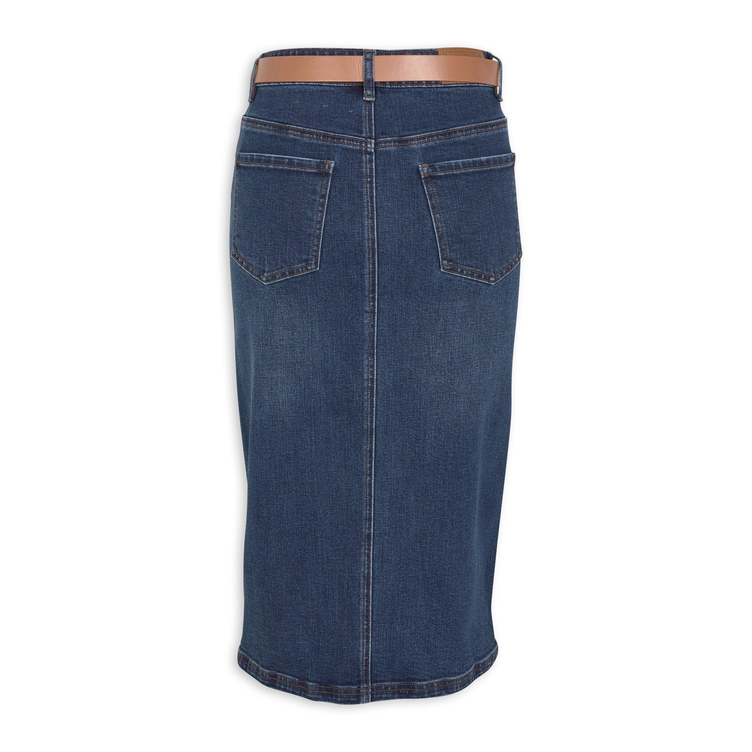 Dark Blue Denim Skirt With Belt 3180288 Identity