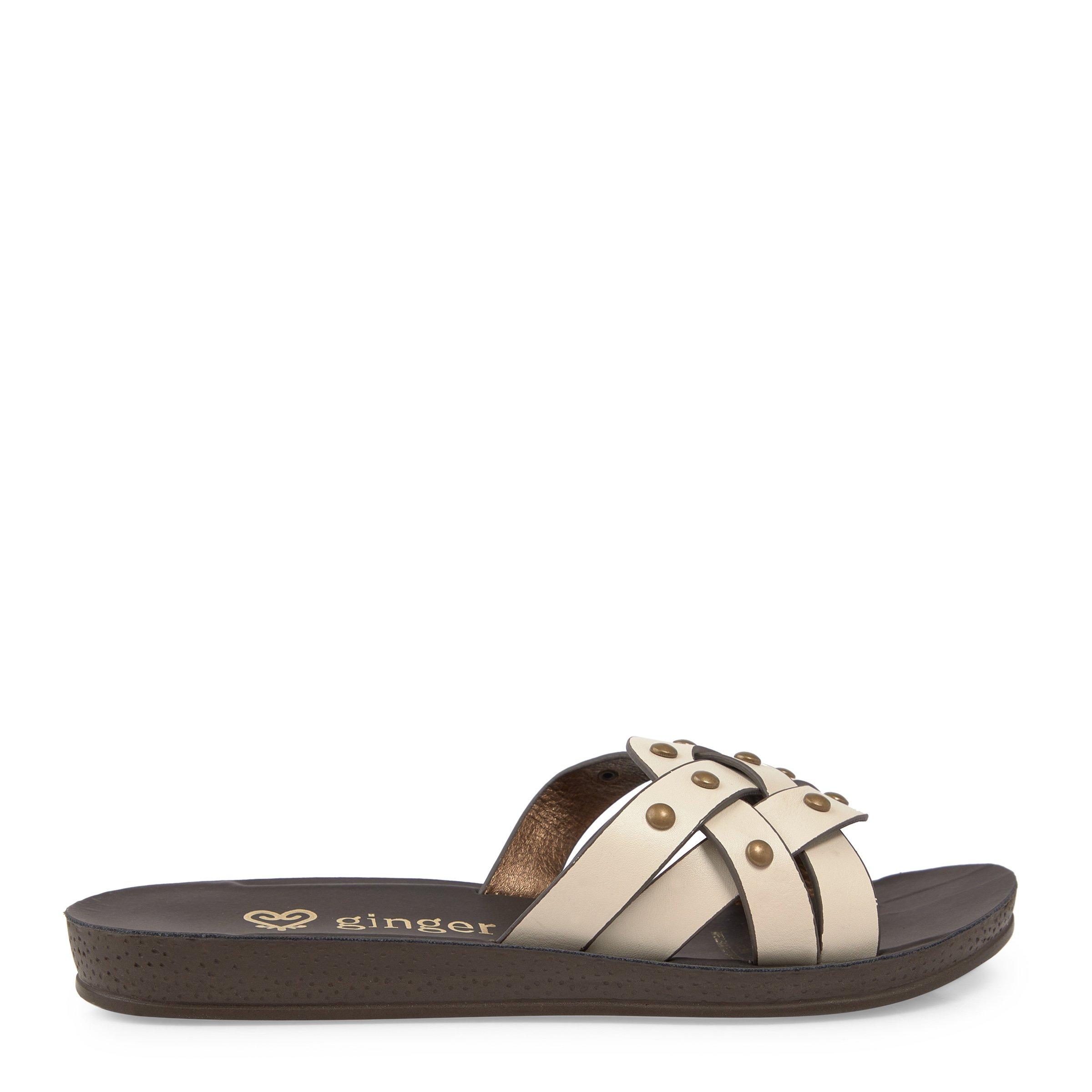Beige and Brown Studded Sandals 3180594 Ginger Mary