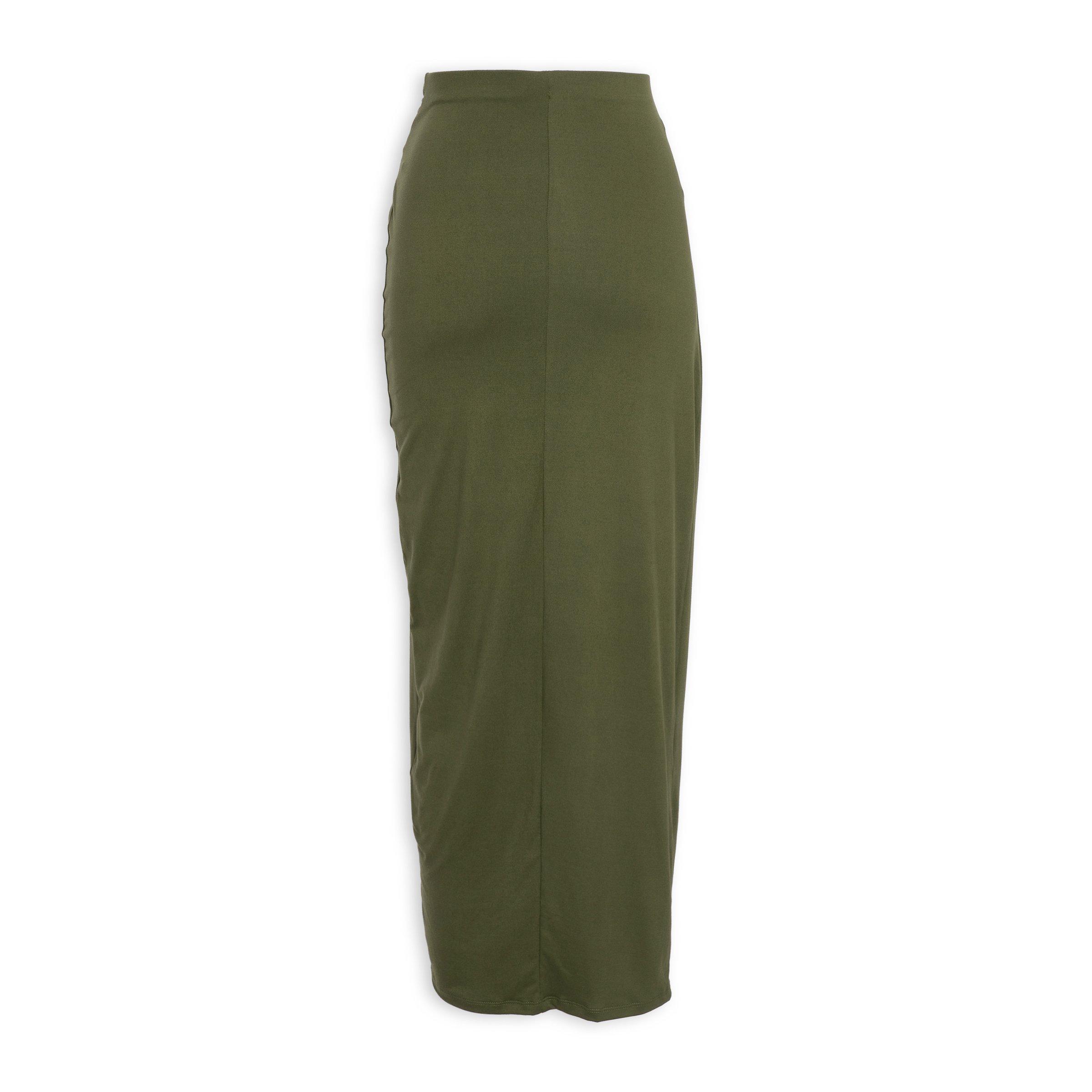 Olive Green Wrap Maxi Skirt 3182333 Kameo