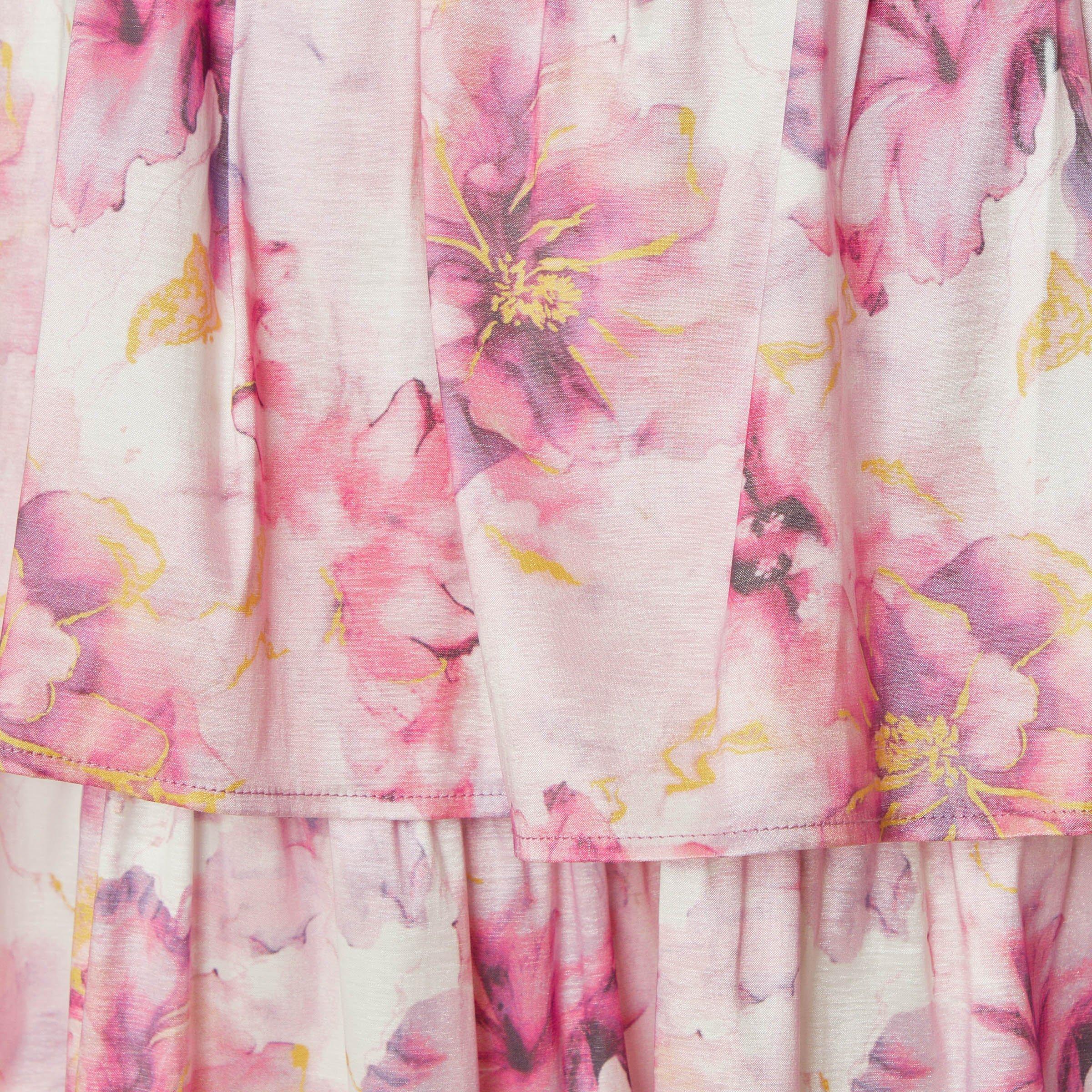 strapless open back dress Veni Infantino 36111 Pink Floral A Line Dress – The Rose Wardrobe