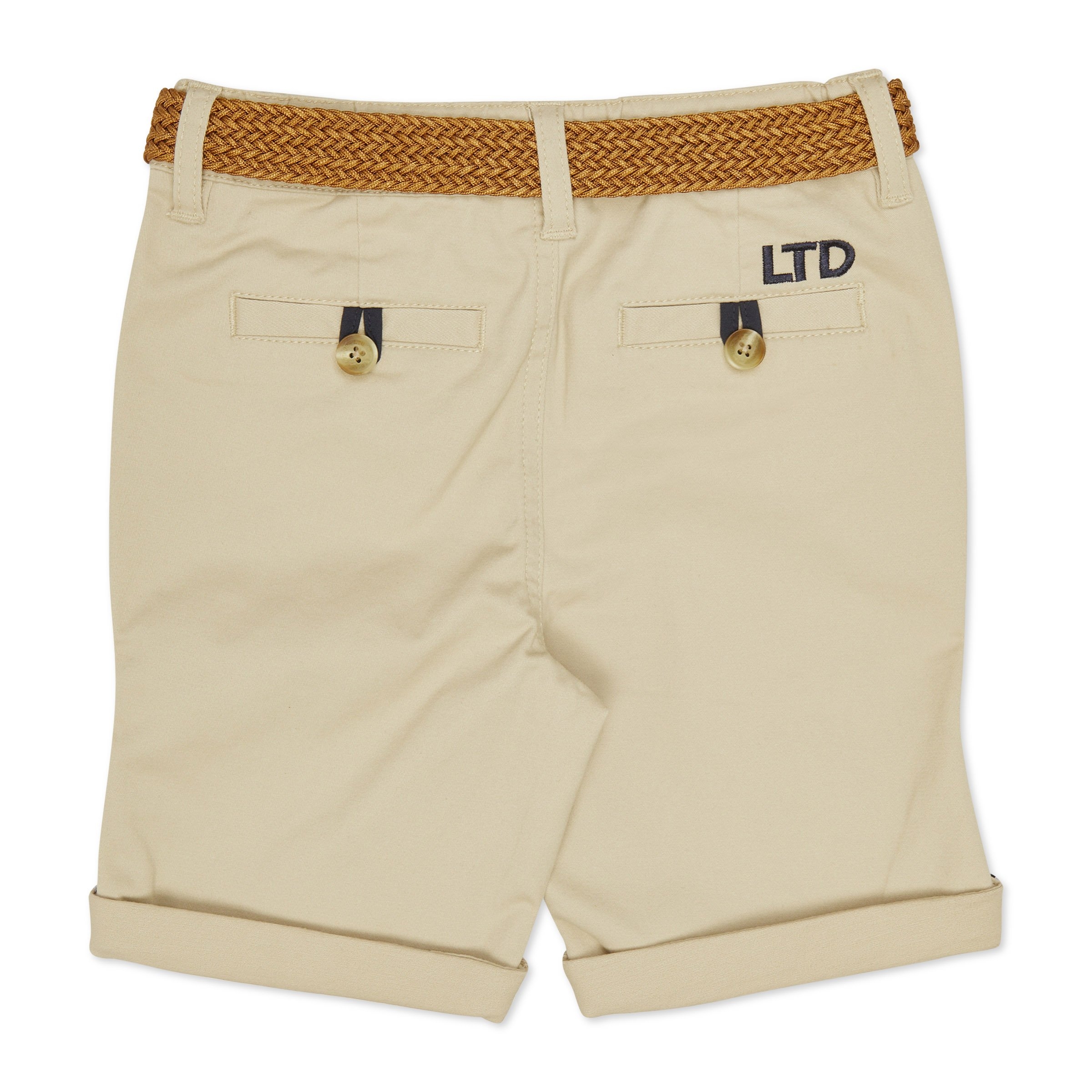 Kid Boys Beige Belted Chino Shorts (3183628) | LTD Kids