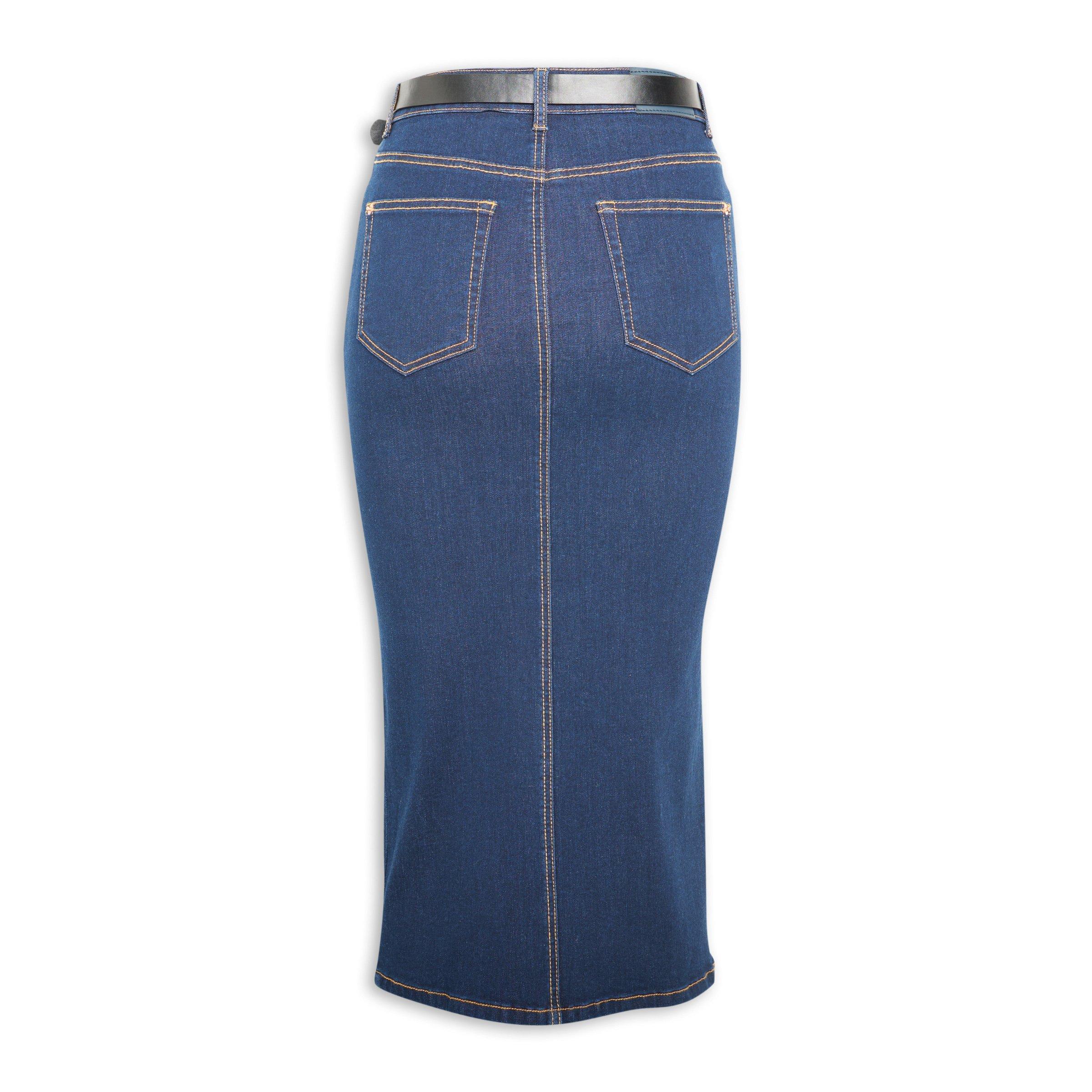Blue Denim Skirt with Slit (3183633) Identity