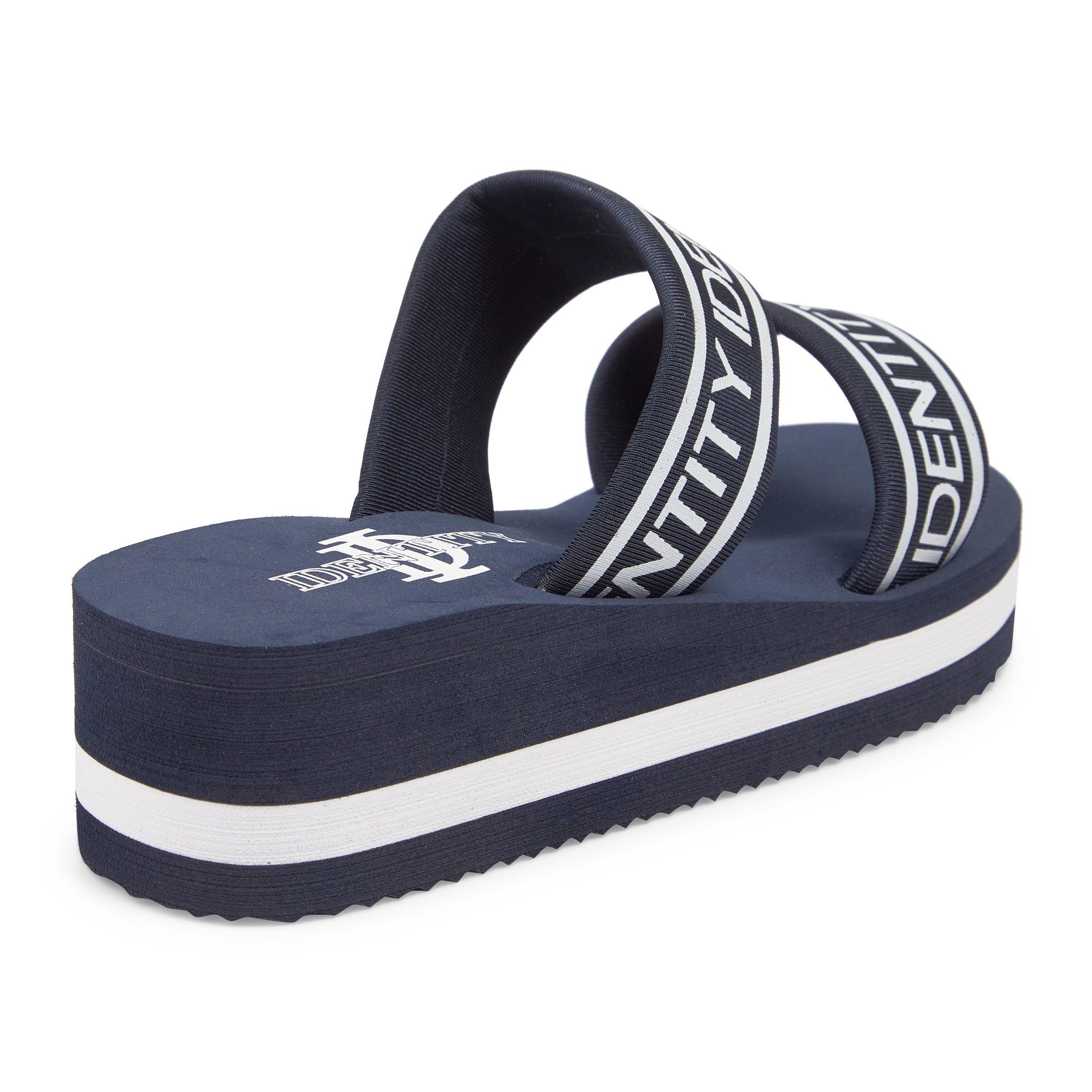 Navy Platform Double Strap Sandals (3183687) | Identity
