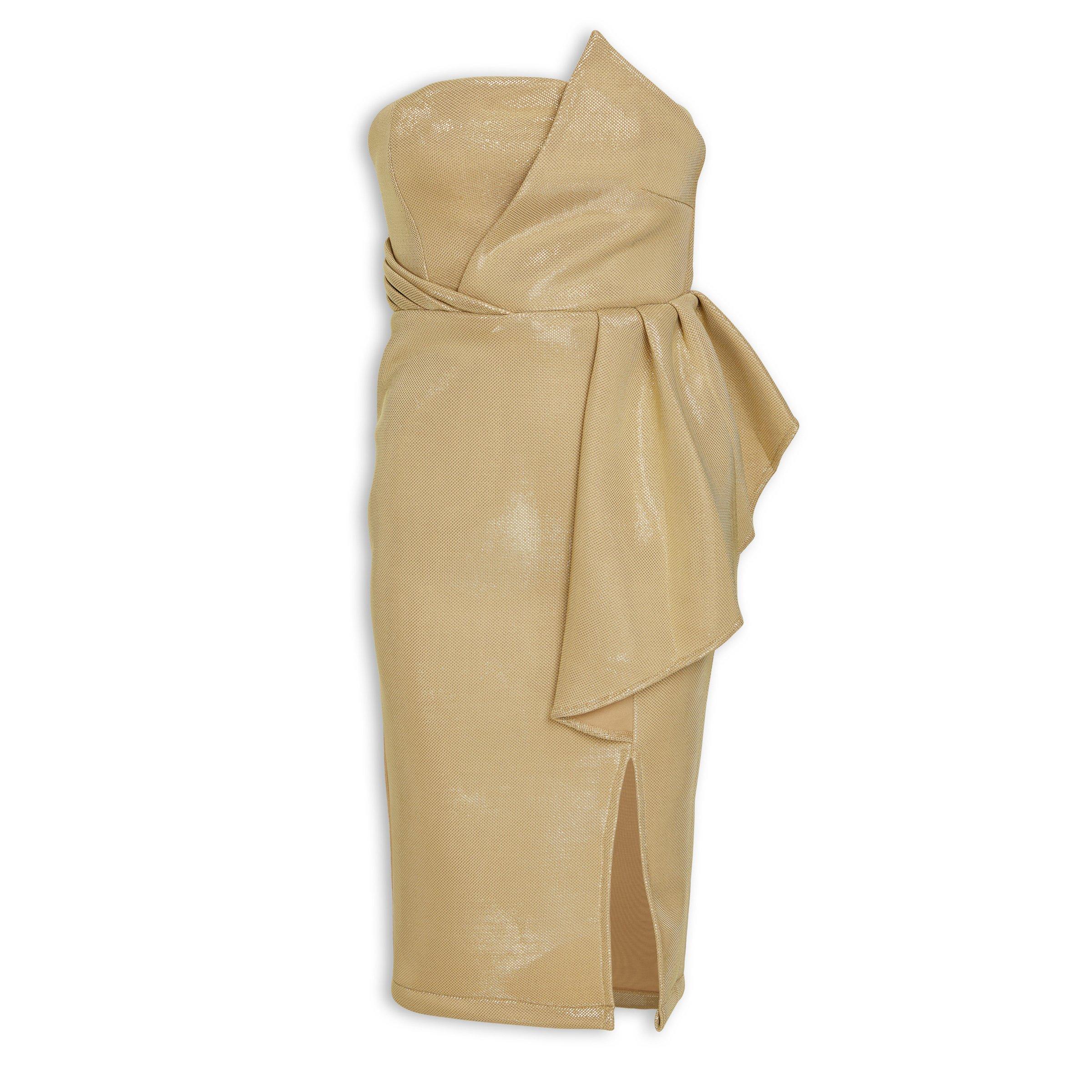 Gold peplum dress hotsell