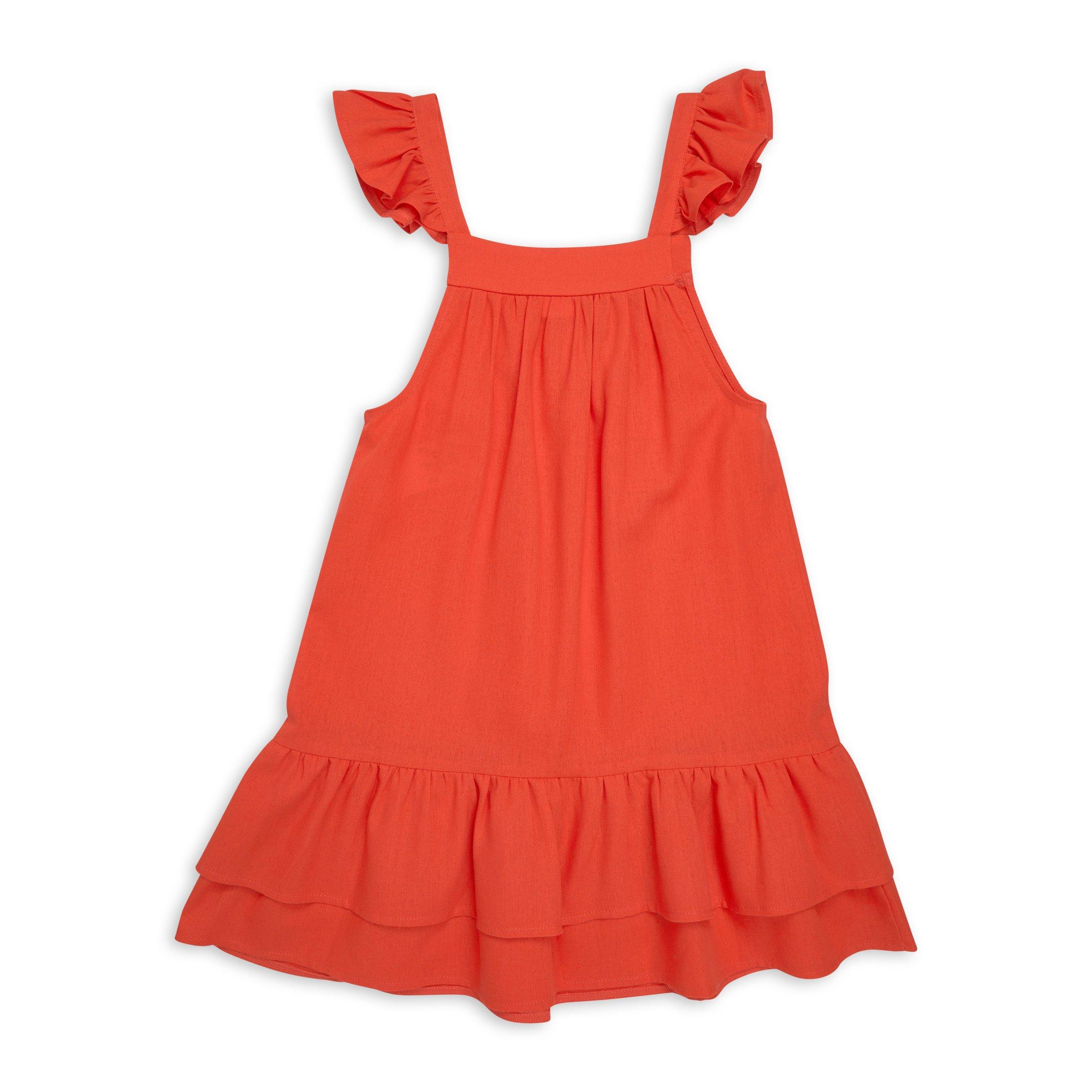 strapless open back dress Girls: New Experiences Coral Orange Midi Dress – Shop the Mint main image 0