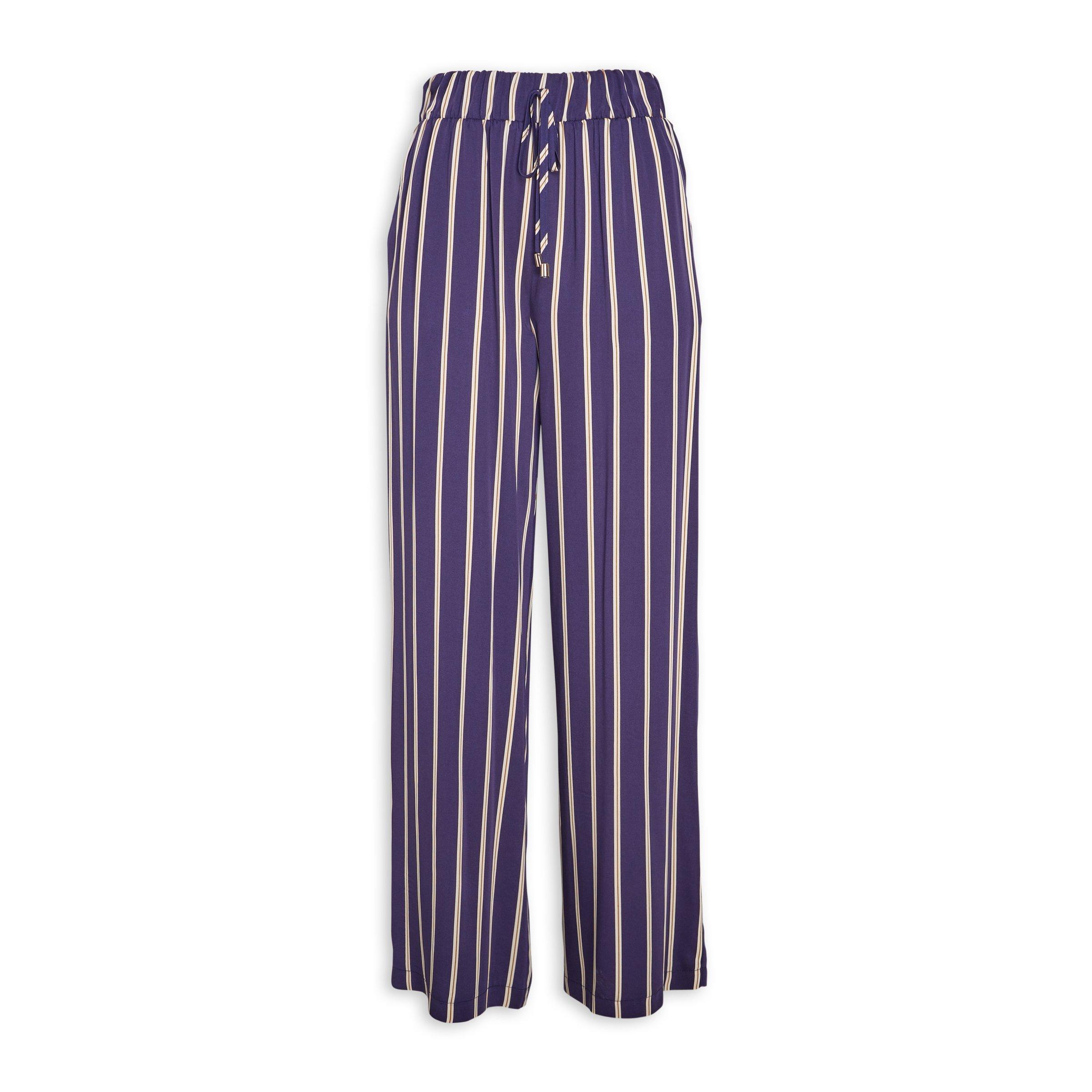 Purple striped pants best sale