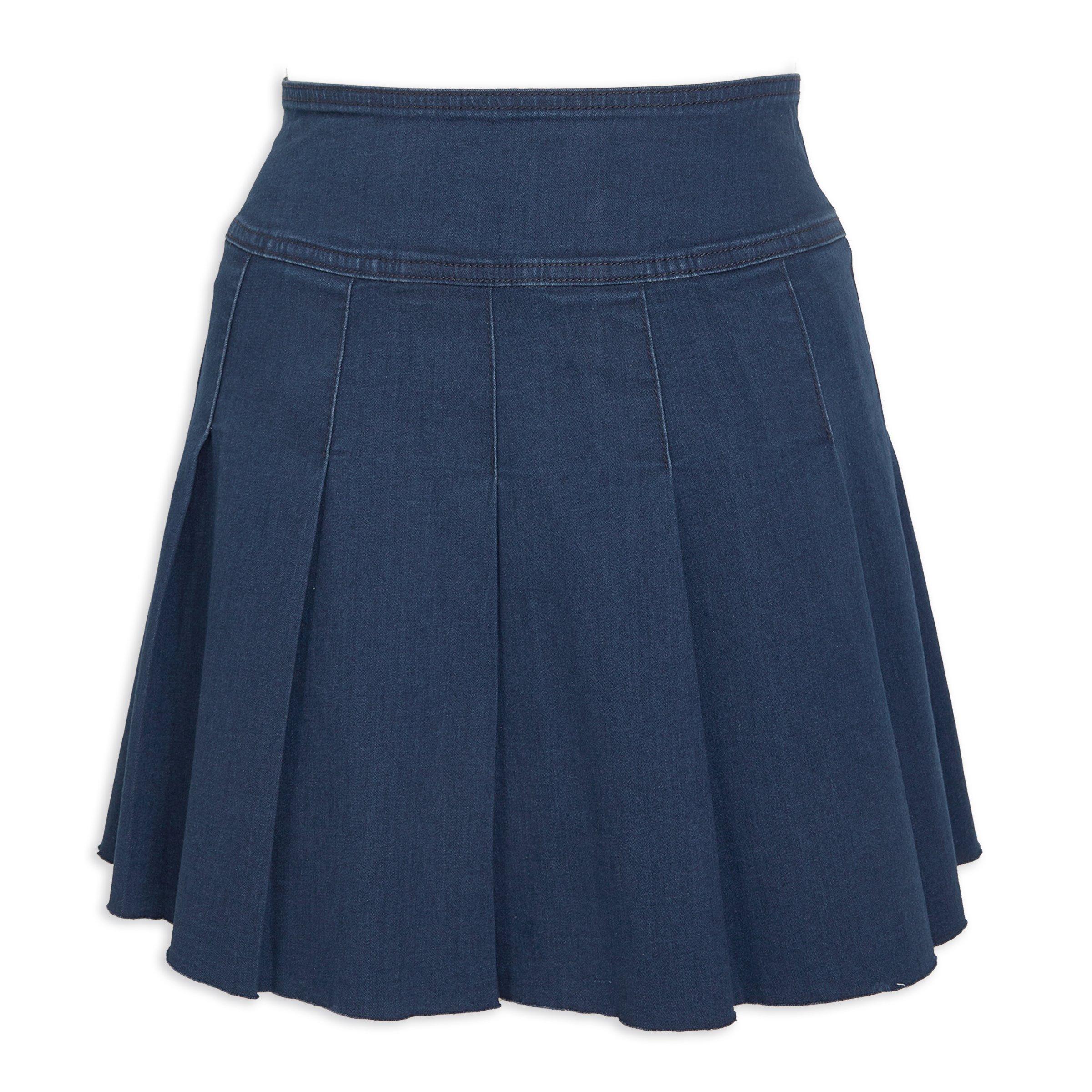 Navy Denim Pleated Skirt (3184847) | Identity