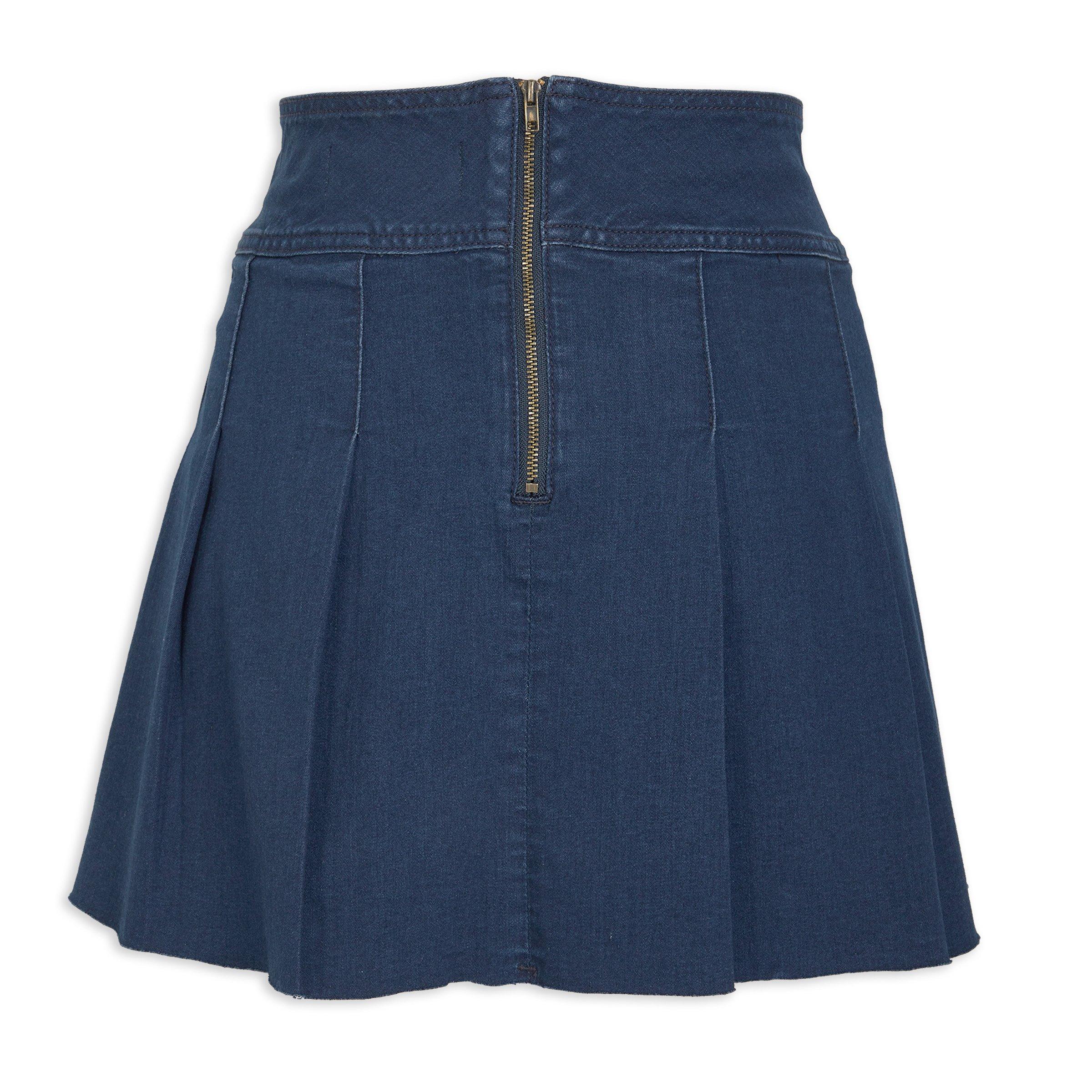 Navy Denim Pleated Skirt (3184847) | Identity