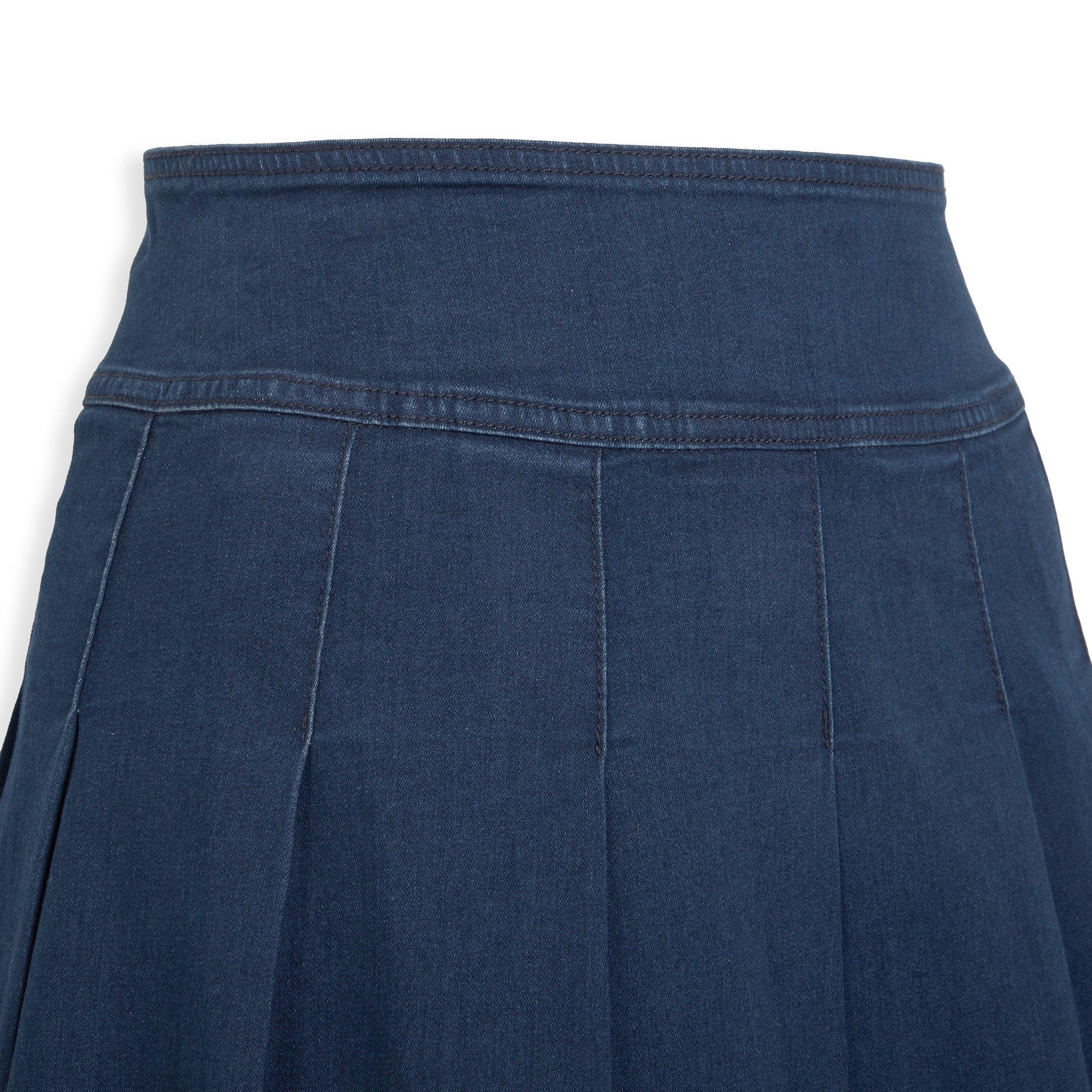 Navy Denim Pleated Skirt (3184847) | Identity