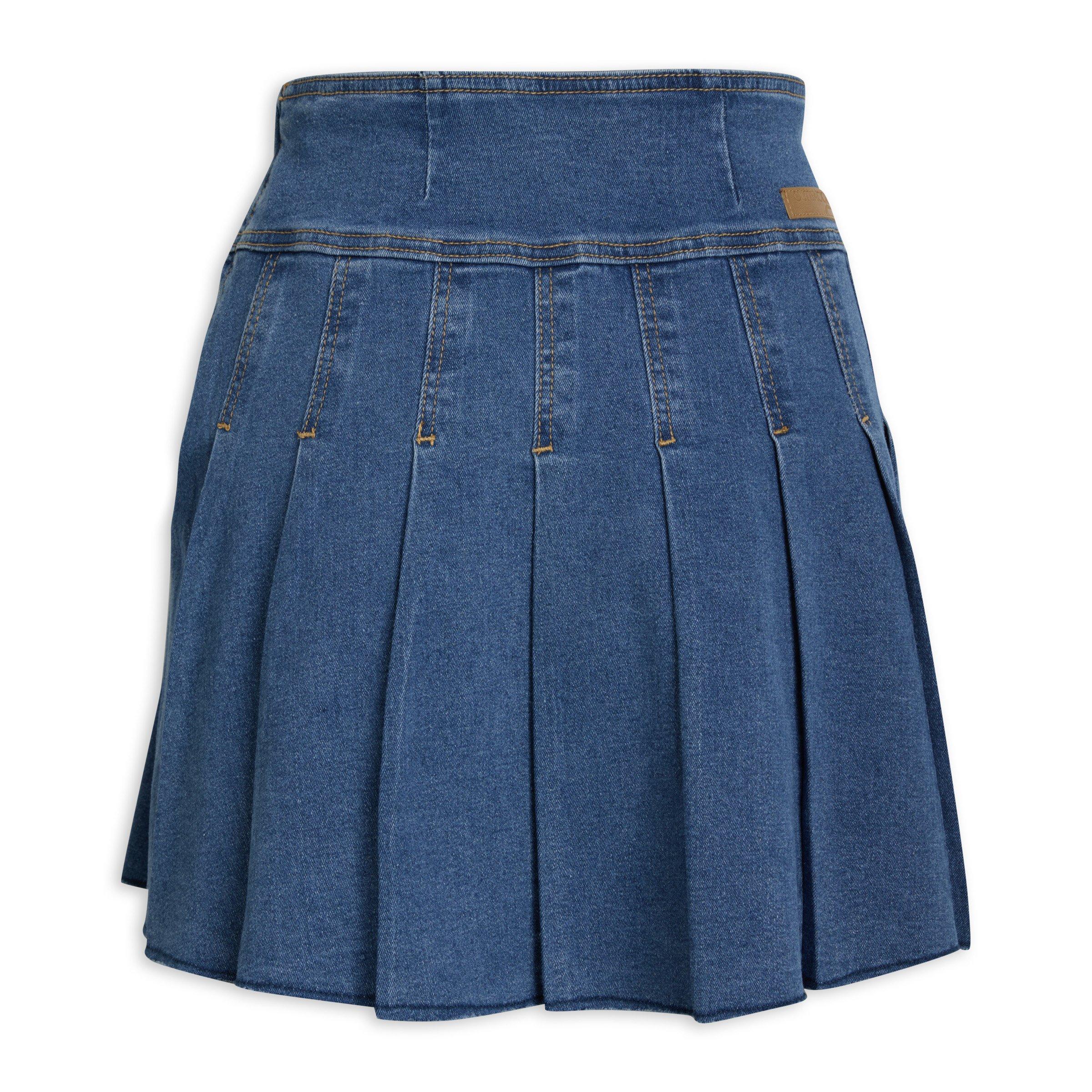 Indigo Pleated Denim Skirt (3185135) | OUTBACK RED