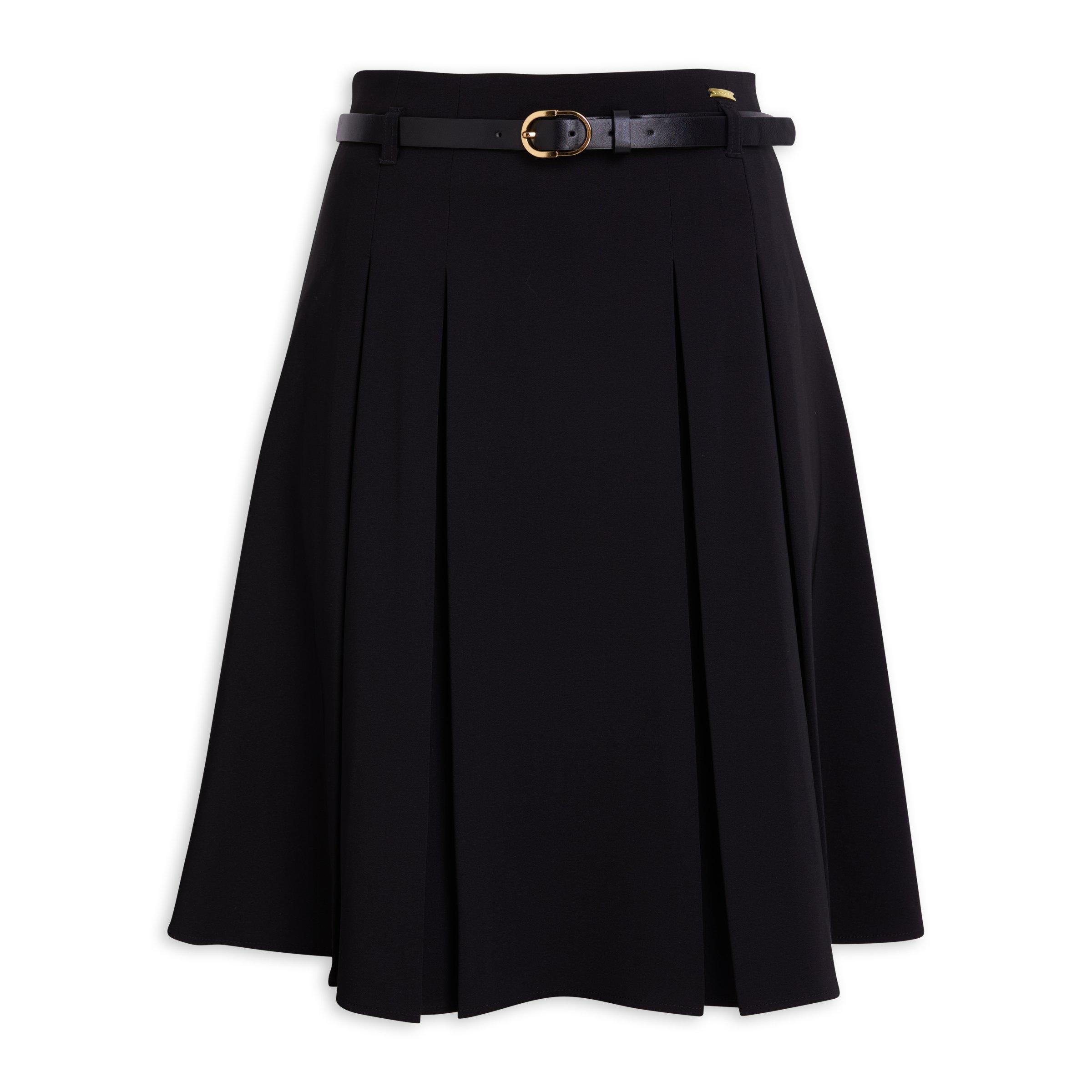 Black Belted Box Pleat Skirt (3186295) | Finnigans