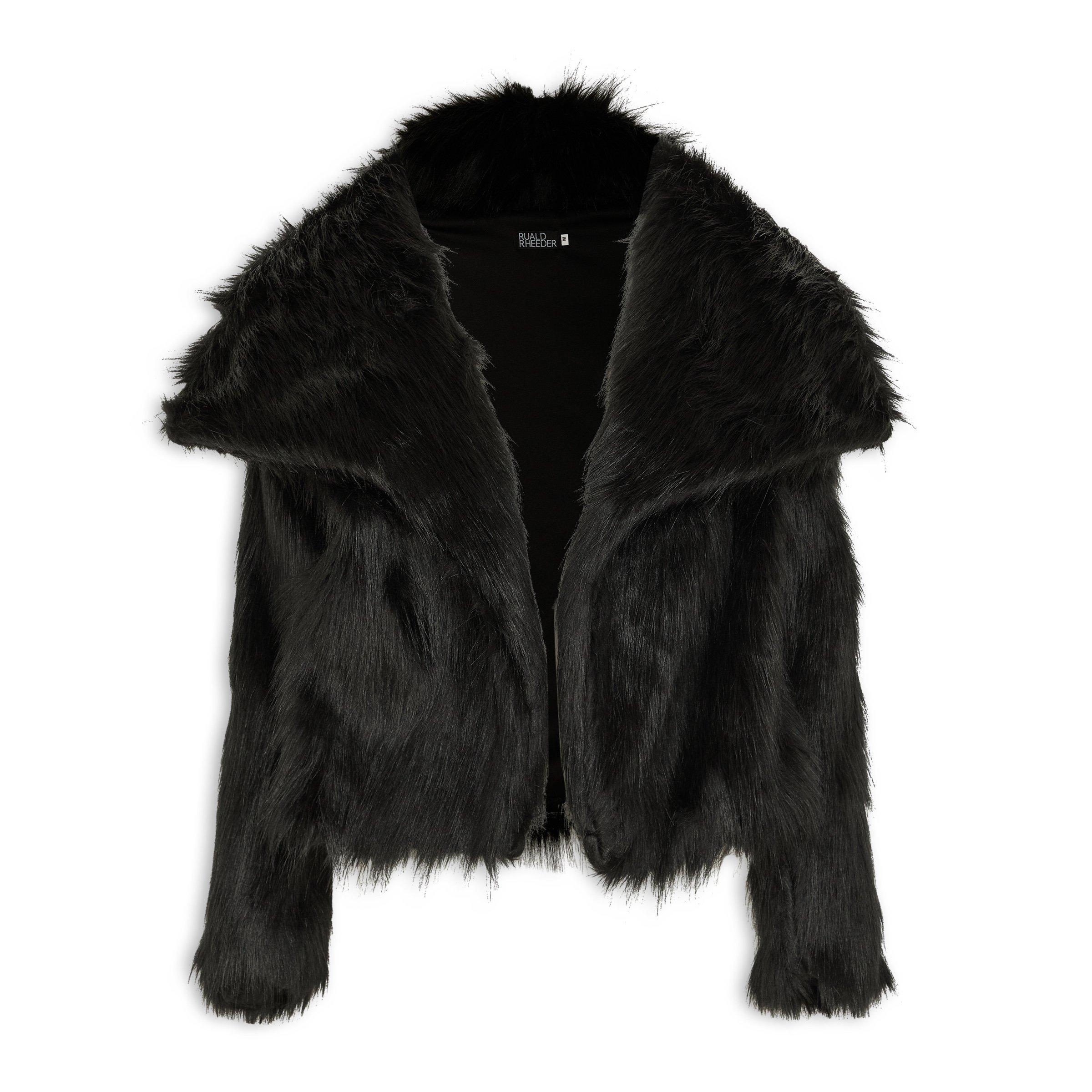 Ladies black fur jackets best sale