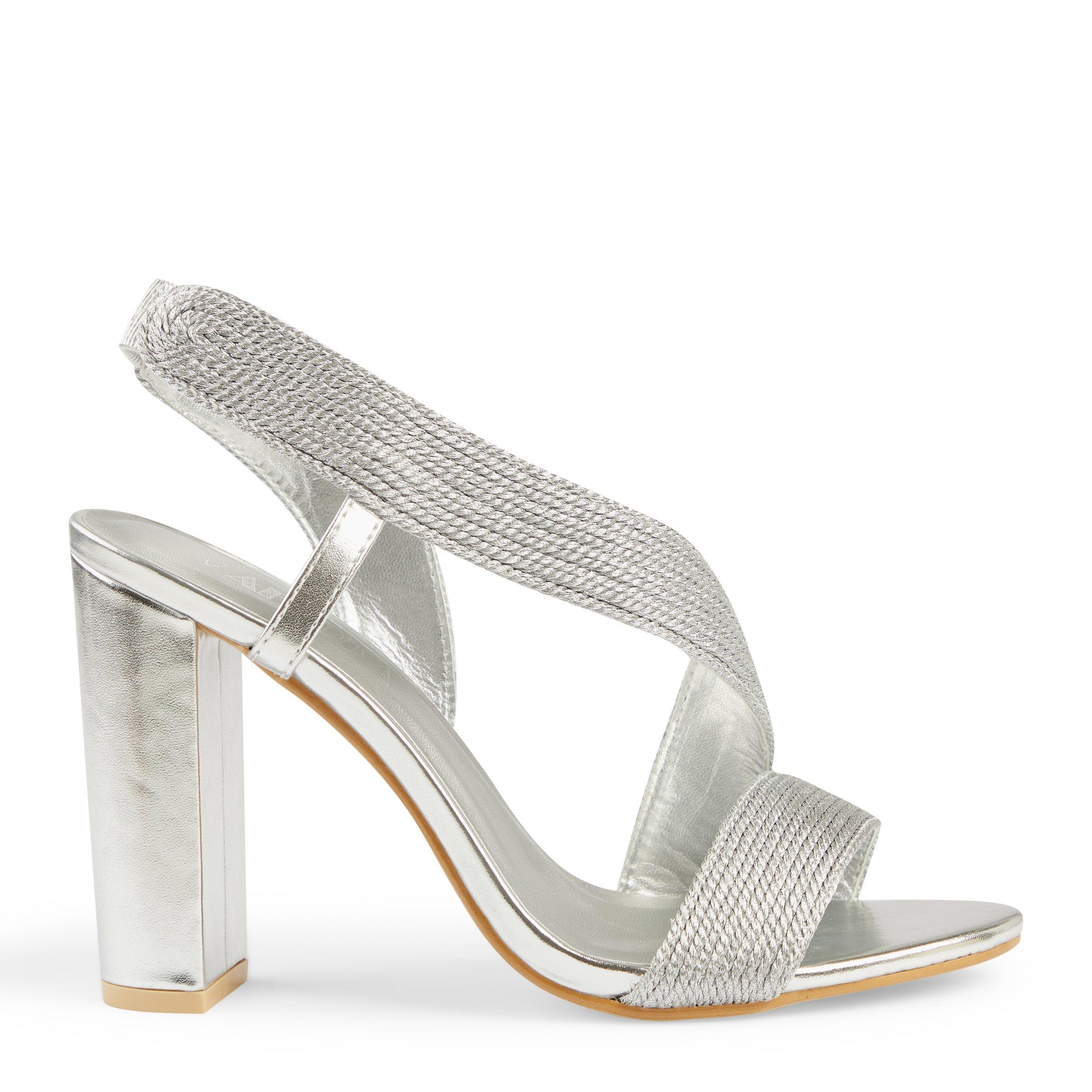 Silver Stack Heel Sandal 3186535 Afroka